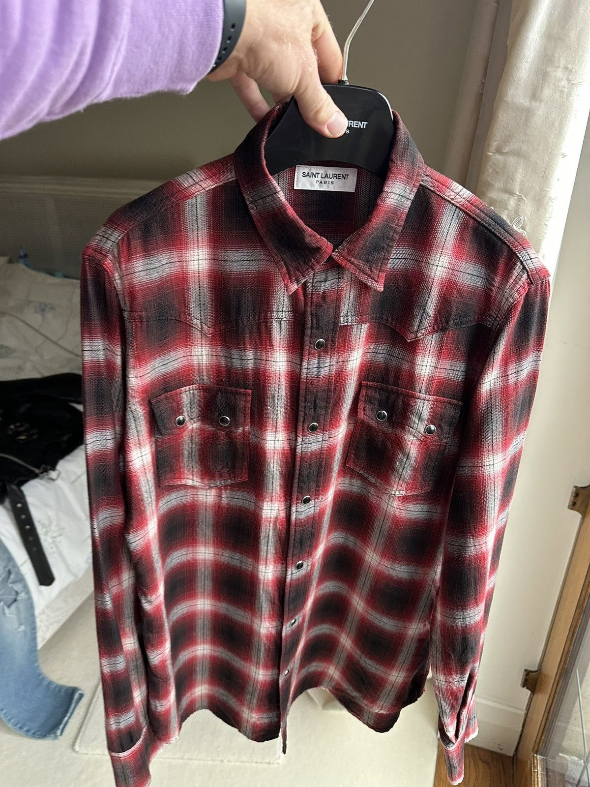 Saint Laurent Paris FW16 Saint Laurent Palladium red black flannel Hedi L Size US L / EU 52-54 / 3 - 21 Thumbnail