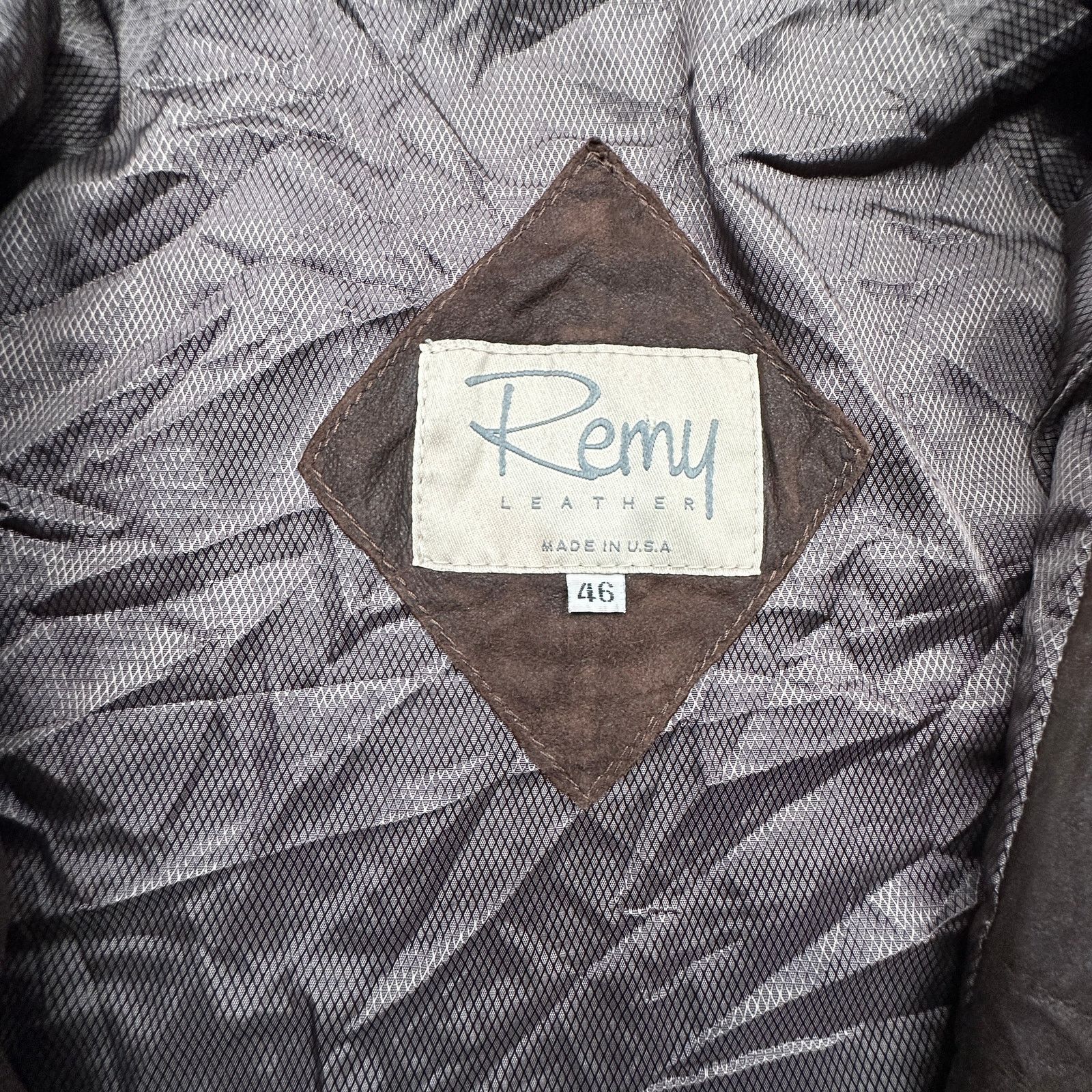 Remy Remy Leather Bomber Full Zip Bomber Jacket Mens XL 46 Brown Size US XL / EU 56 / 4 - 3 Thumbnail
