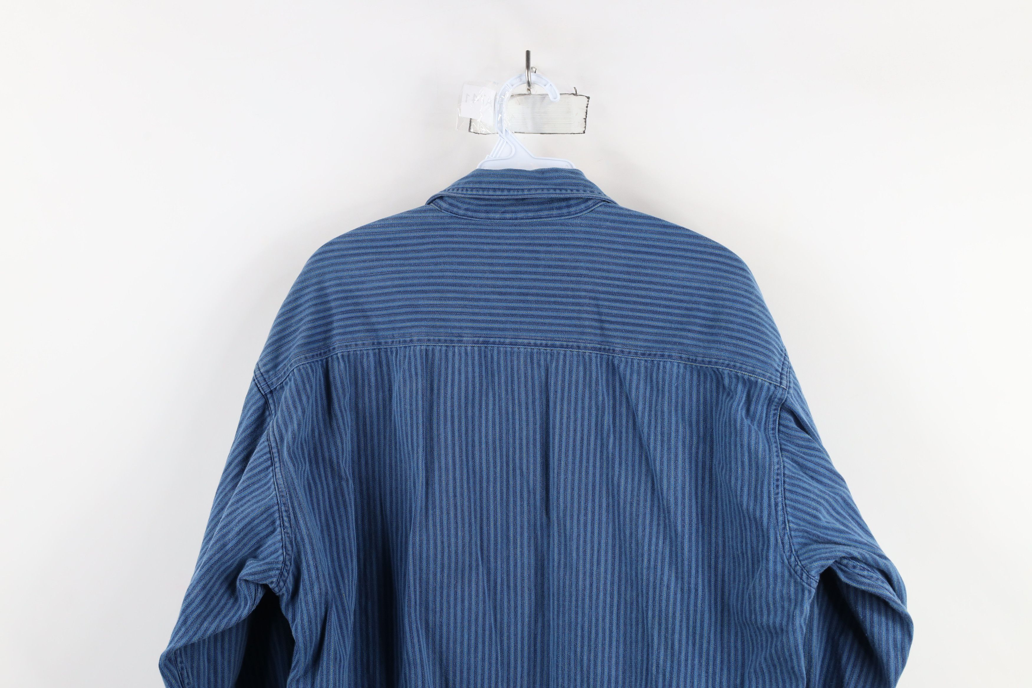 Vintage Vintage 90s Streetwear Denim Striped Button Shirt Blue Size US M / EU 48-50 / 2 - 10 Thumbnail