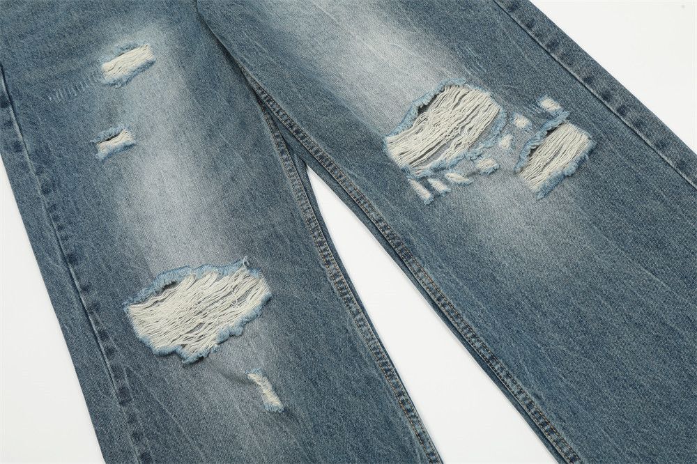 Japanese Brand × Jean American street distressed loose straight washed jeans Size US 32 / EU 48 - 4 Thumbnail