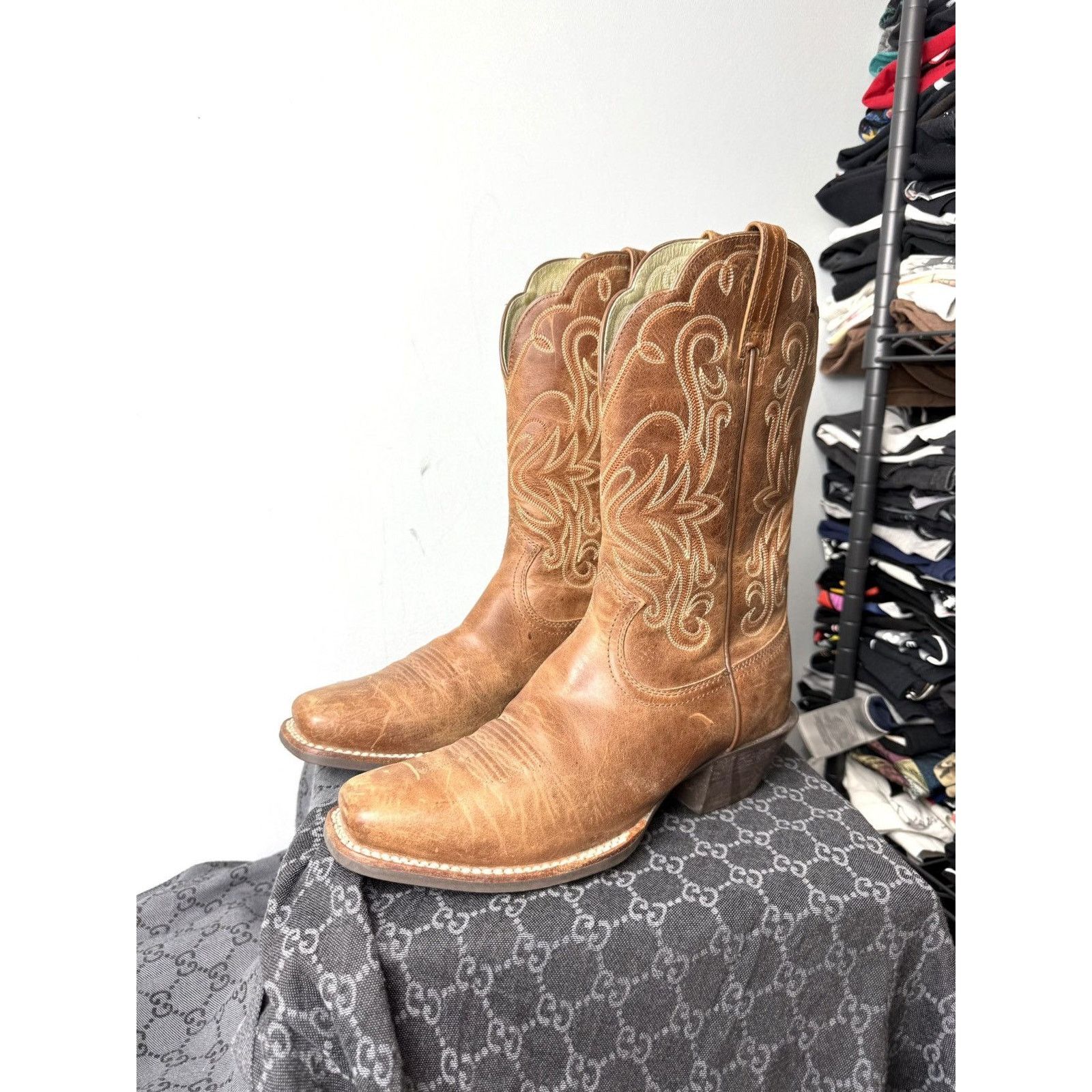 Cowboy Equipment 💥Rare! Vintage Ariat Western Leather Cowboy Boots Size US 8 / EU 41 - 1 Thumbnail
