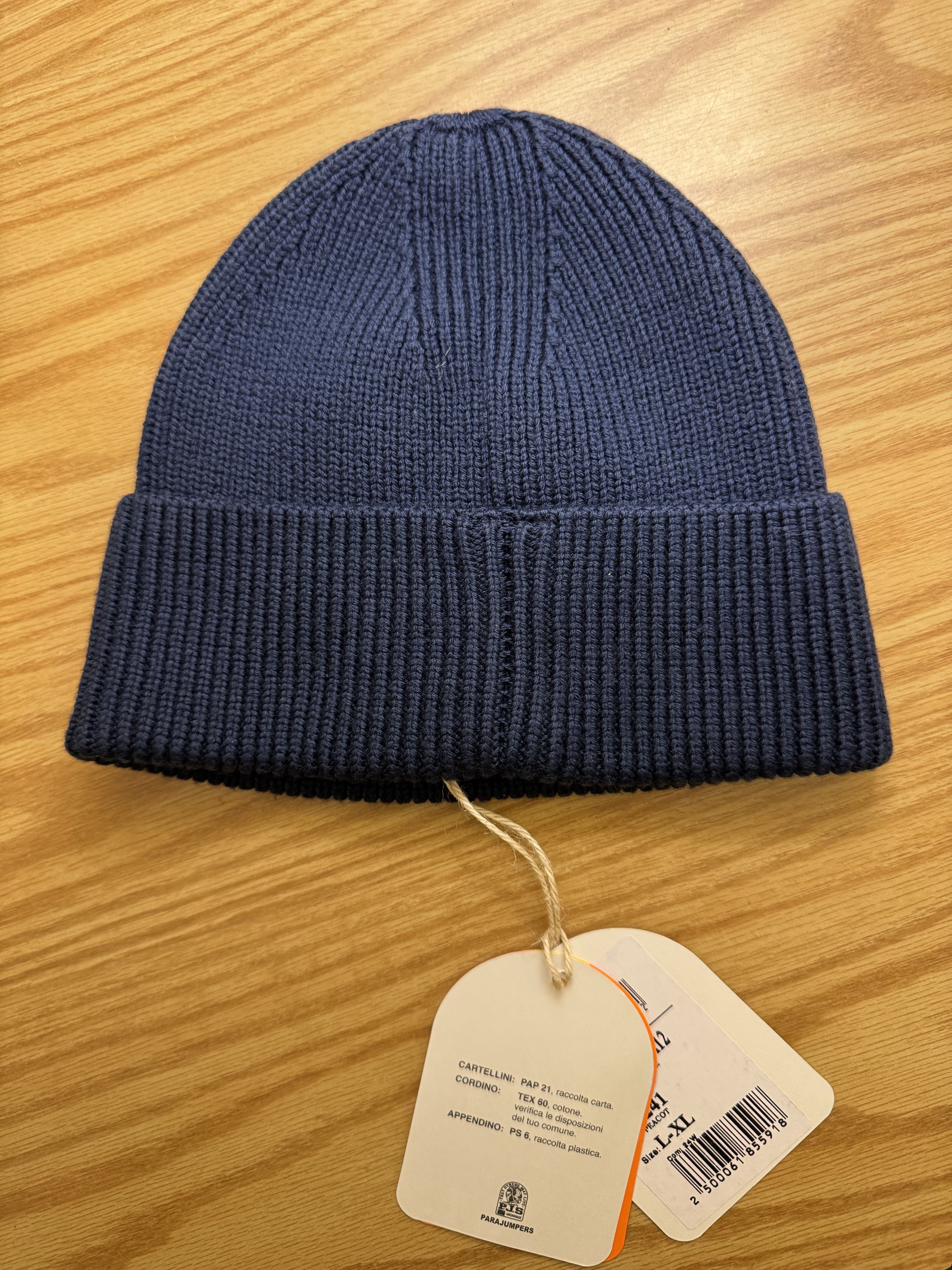 Parajumpers Parajumpers Navy Blue Plain Beanie Hat Monochrome Knit Size ONE SIZE - 3 Thumbnail