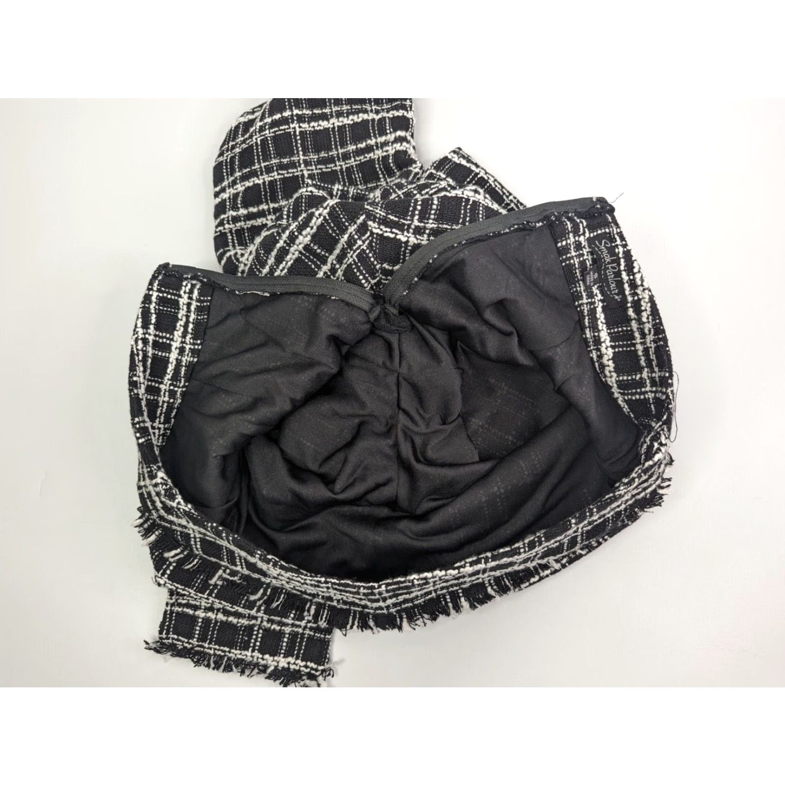 Vintage Smak Parlour Women's Capris Pants Black Plaid Knit Stretch Crop High Rise Regular Size S Capris Retro Size 28" / US 6 / IT 42 - 7 Thumbnail