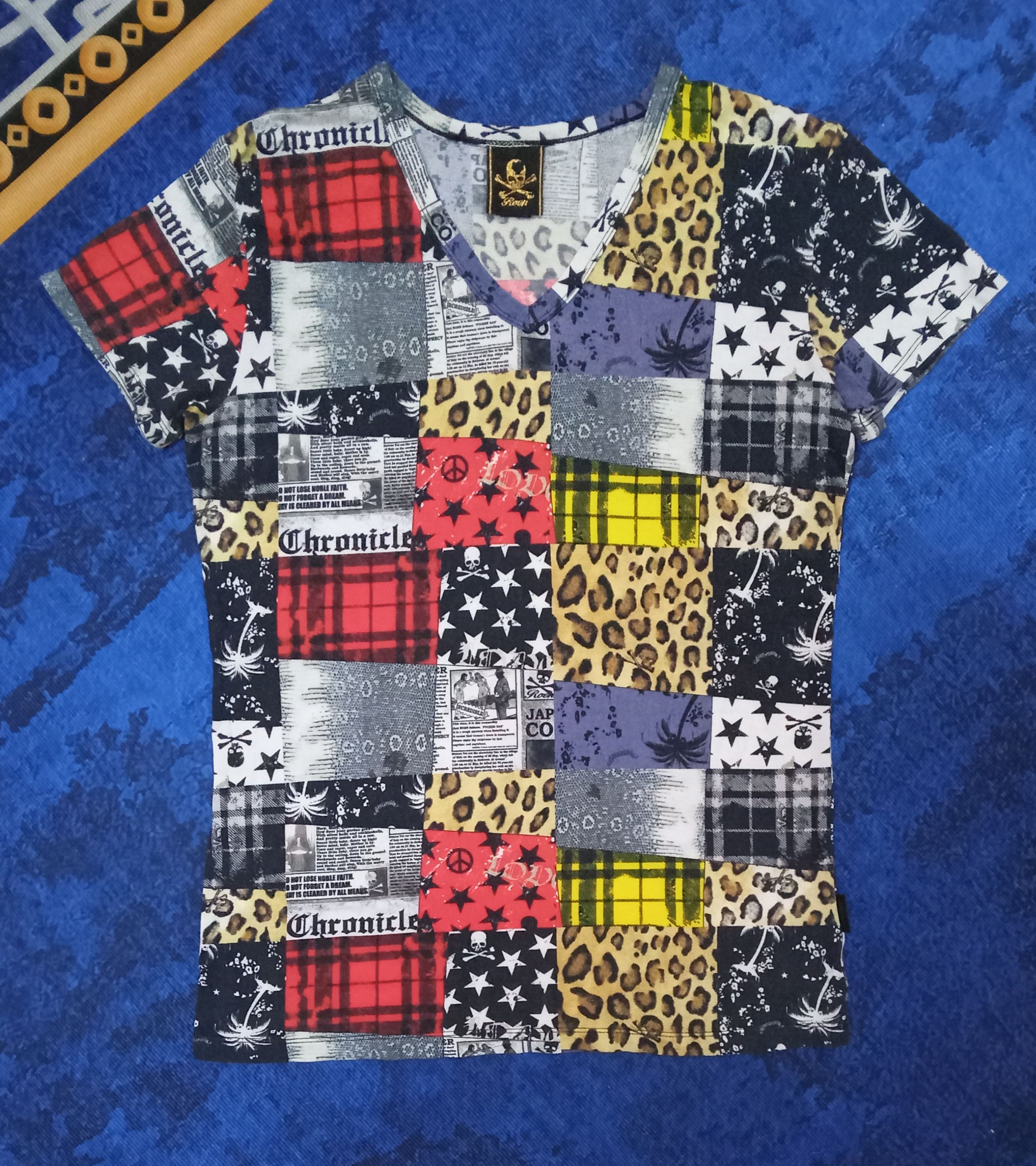 Roen Roen Patchwork Punk Design T Shirt Size L / US 10 / IT 46 - 1 Thumbnail