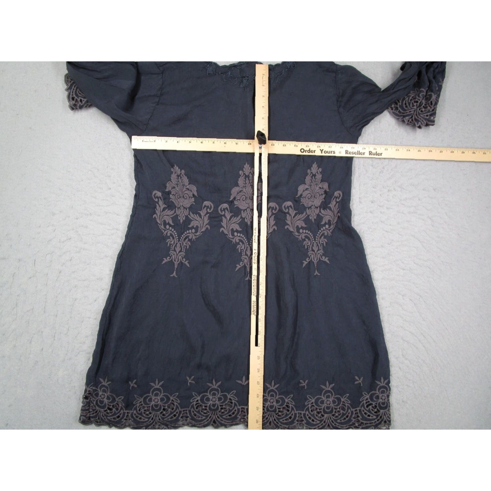 Johnny Was Johnny Was Tunic Womens Small Gray Boho Embroidered Lace Hem Long Sleeve Size S / US 4 / IT 40 - 5 Thumbnail
