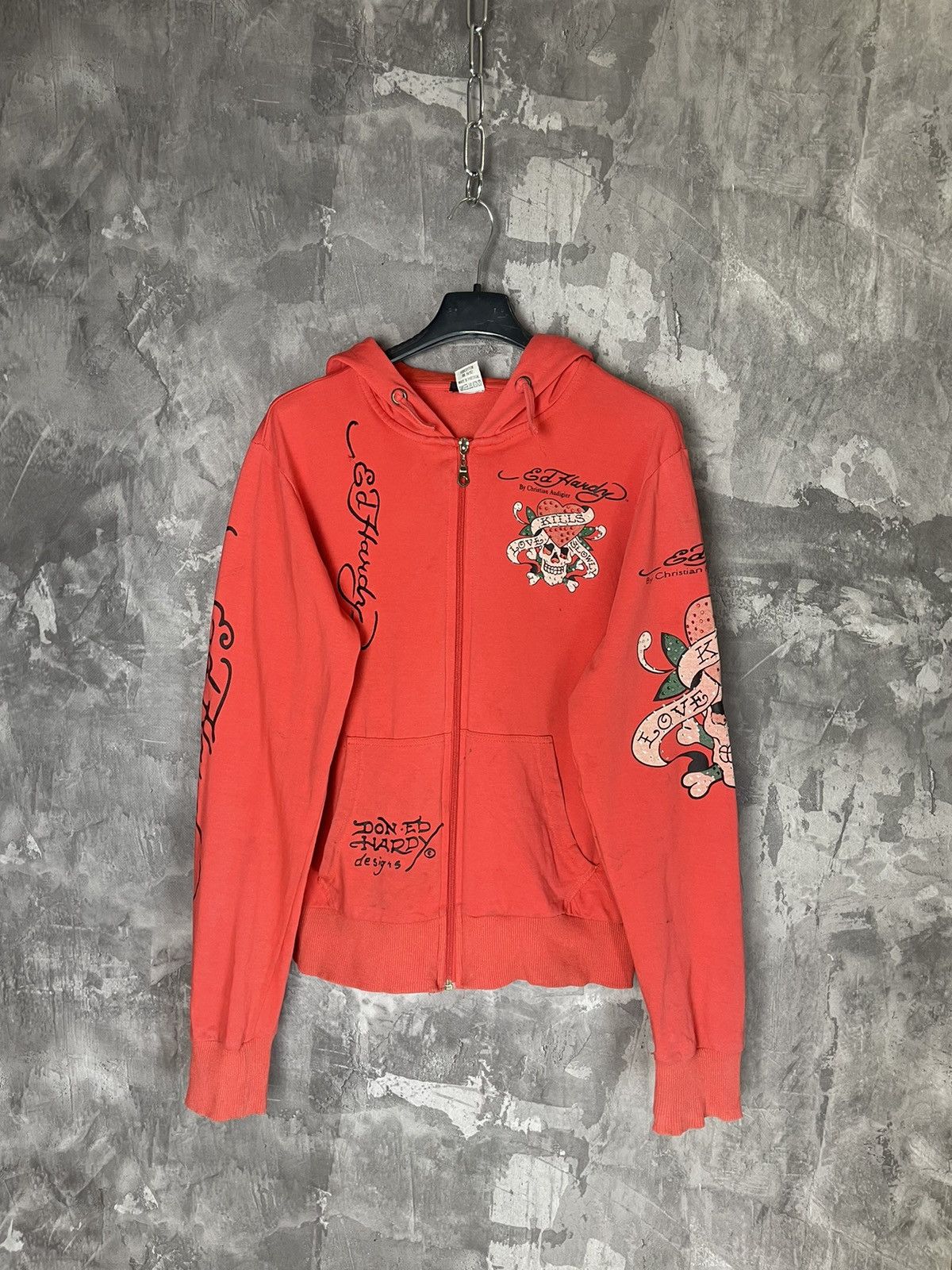 Christian Audigier × Ed Hardy × Japanese Brand Christian Audigier Ed Hardy Zip up Hoodie rare Size S / US 4 / IT 40 - 1 Thumbnail