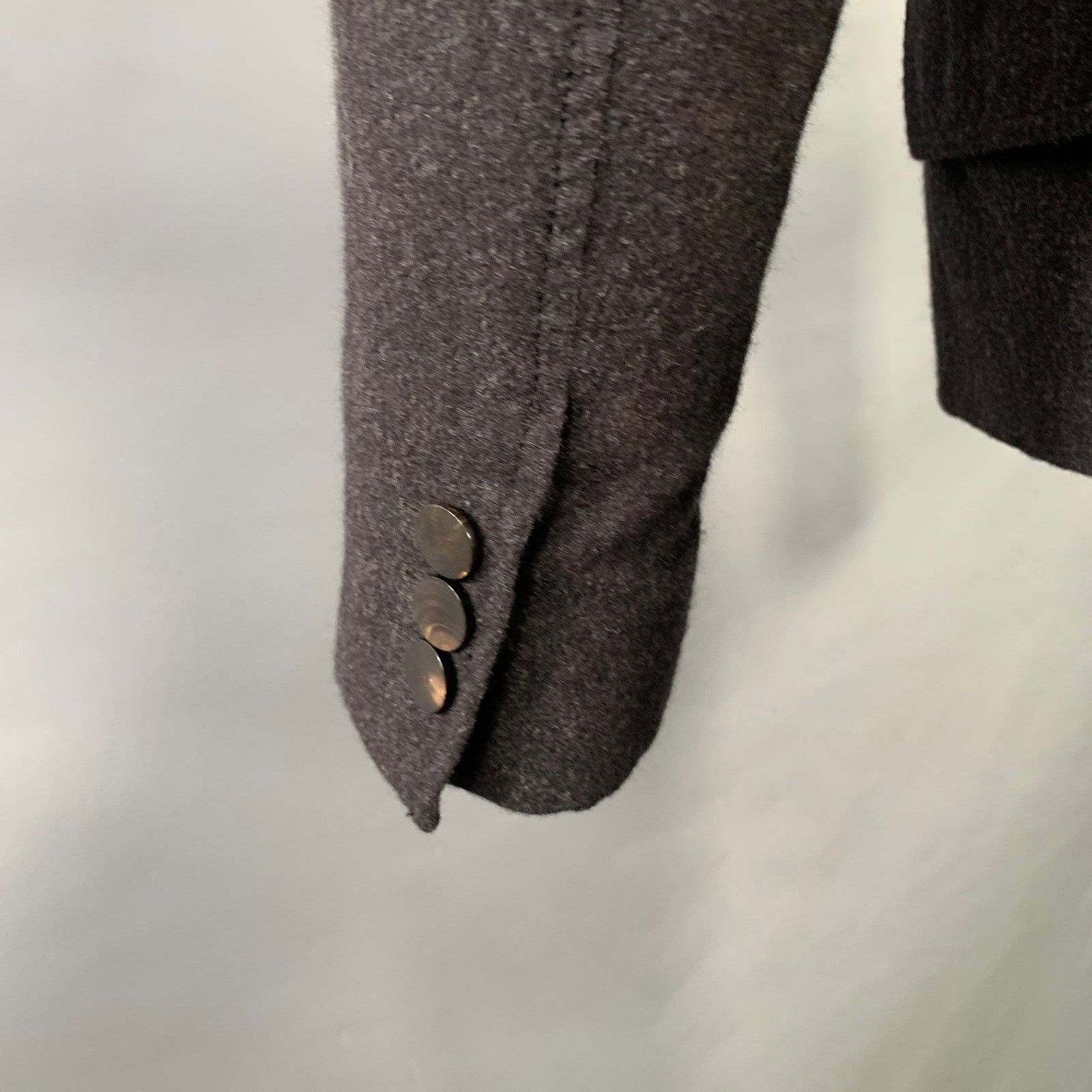 Vintage Size 38 Grey Charcoal Wool Cashmere Single Button Sport Coat Size 38R - 4 Thumbnail