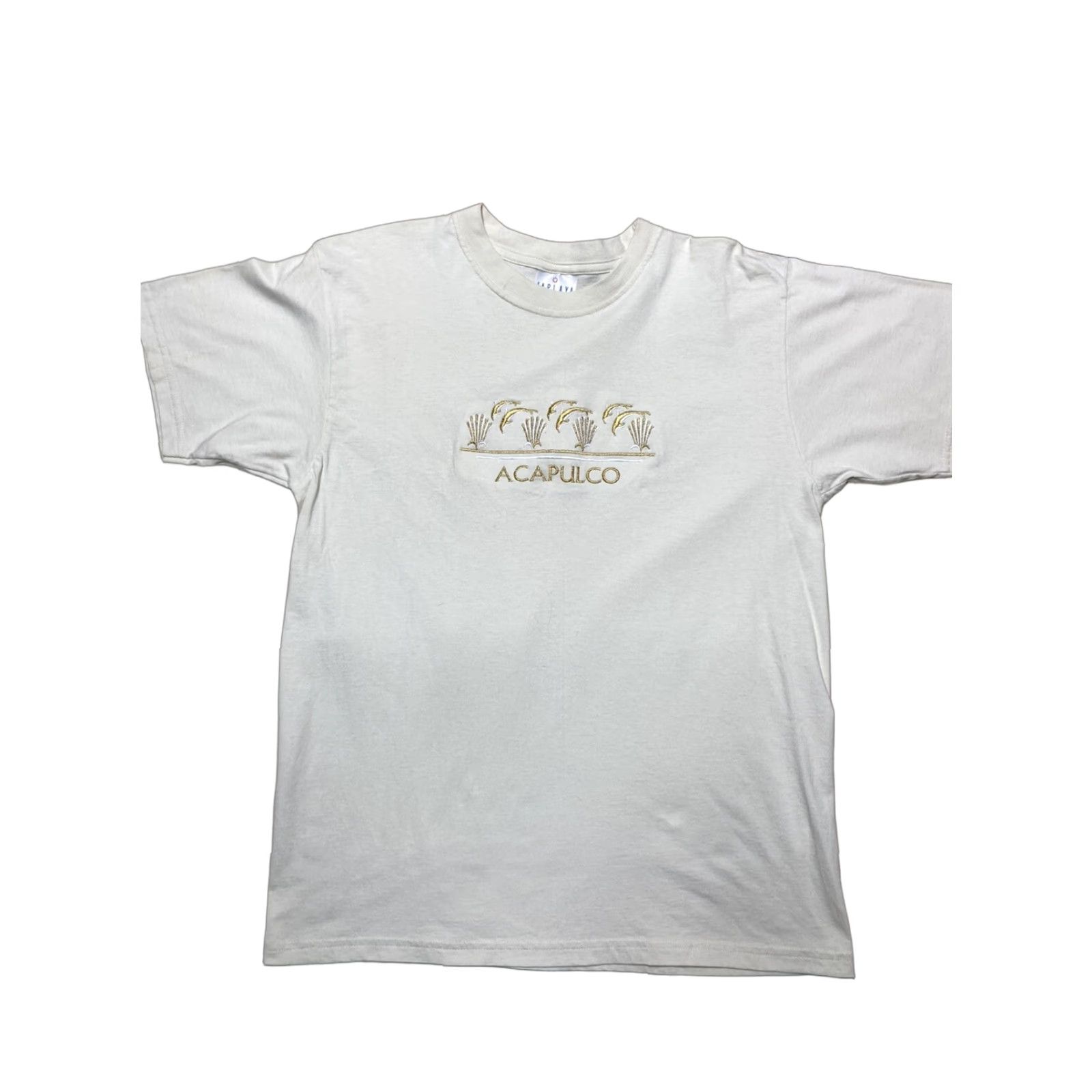 Vintage VINTAGE 90s Acapulco graphic t shirt gold embroidered Mexico tourist dolphins XL Mens Size US XL / EU 56 / 4 - 1 Thumbnail