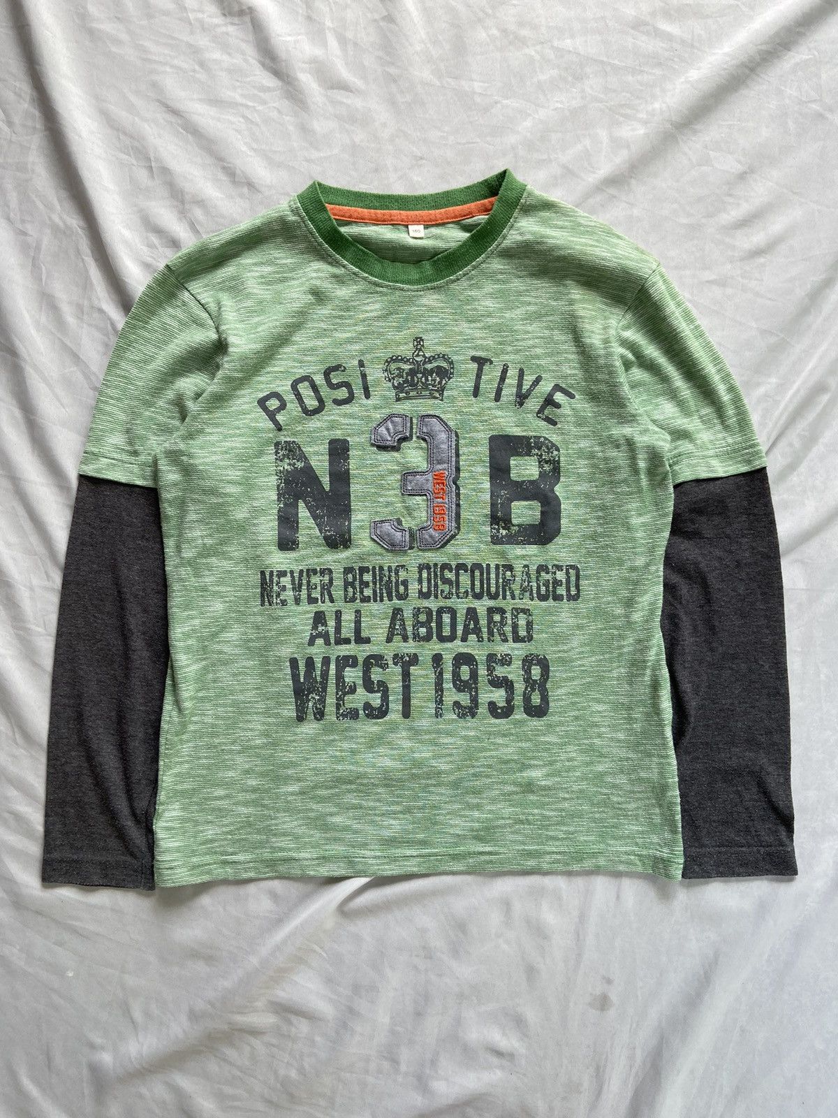 image of Beauty Beast x Hysteric Glamour Japanese Top Valu Double Layer Poem Long Sleeve in Green (Size Smal