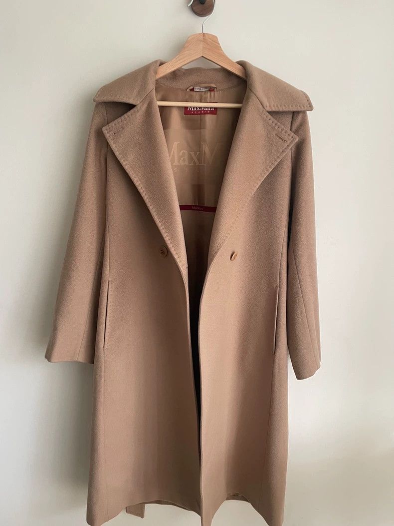 Max Mara Max Mara Classic Camel Water Ripple Wool Coat Size S / US 4 / IT 40 - 1 Thumbnail