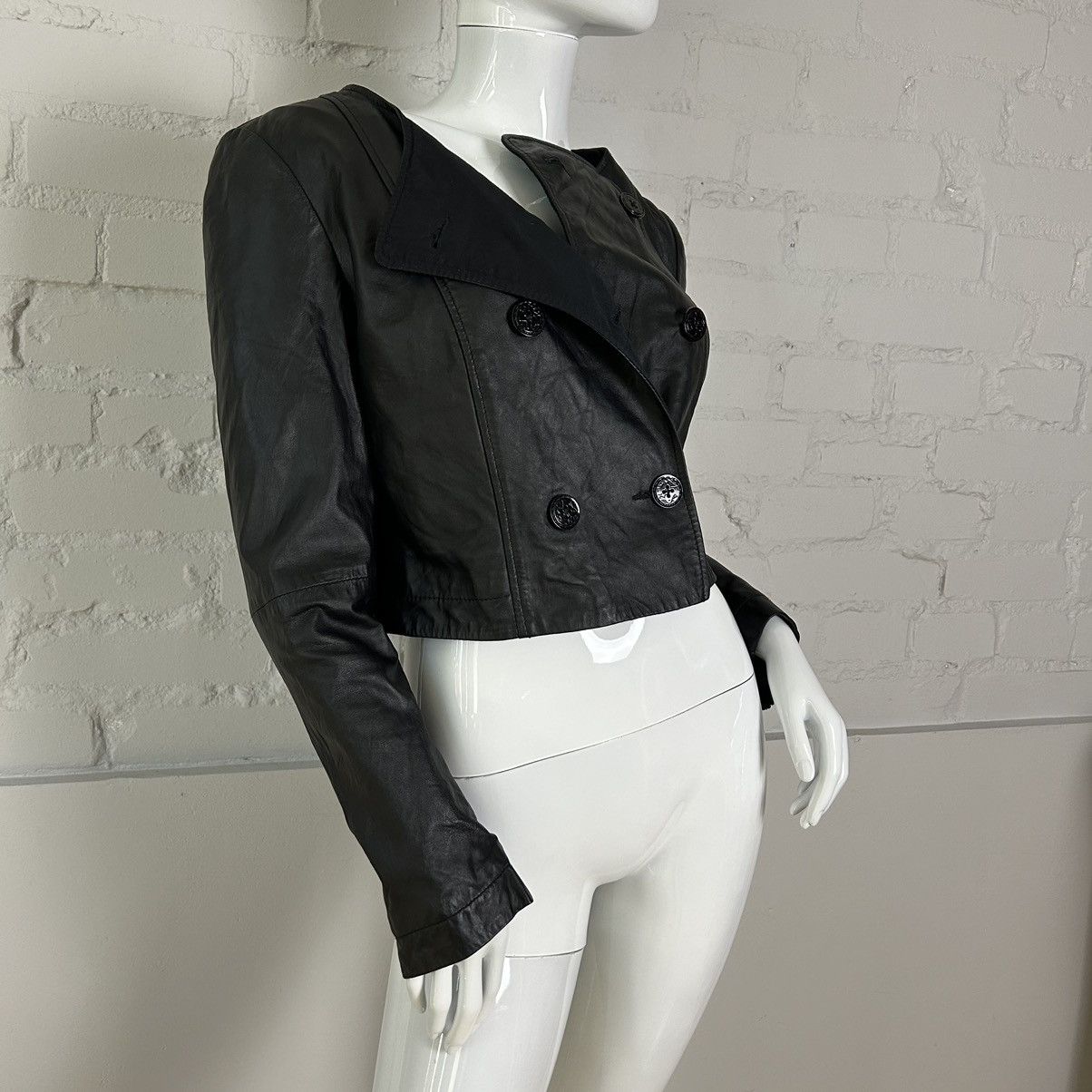 Vintage Insane leather cropped jacket with buttons Size XS / US 0-2 / IT 36-38 - 4 Thumbnail