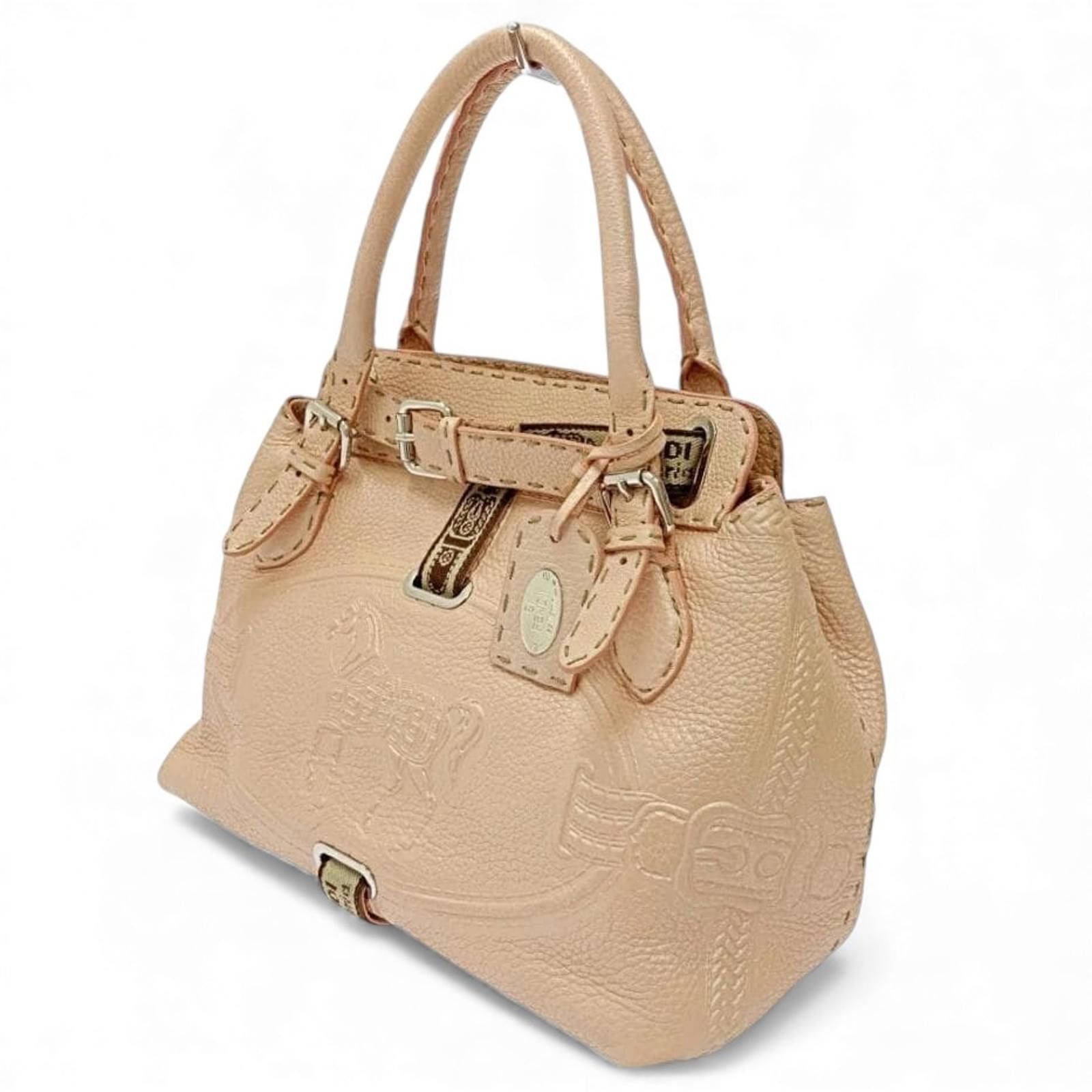 Fendi Fendi - Beige Pink Leather Handbag Size ONE SIZE - 4 Thumbnail