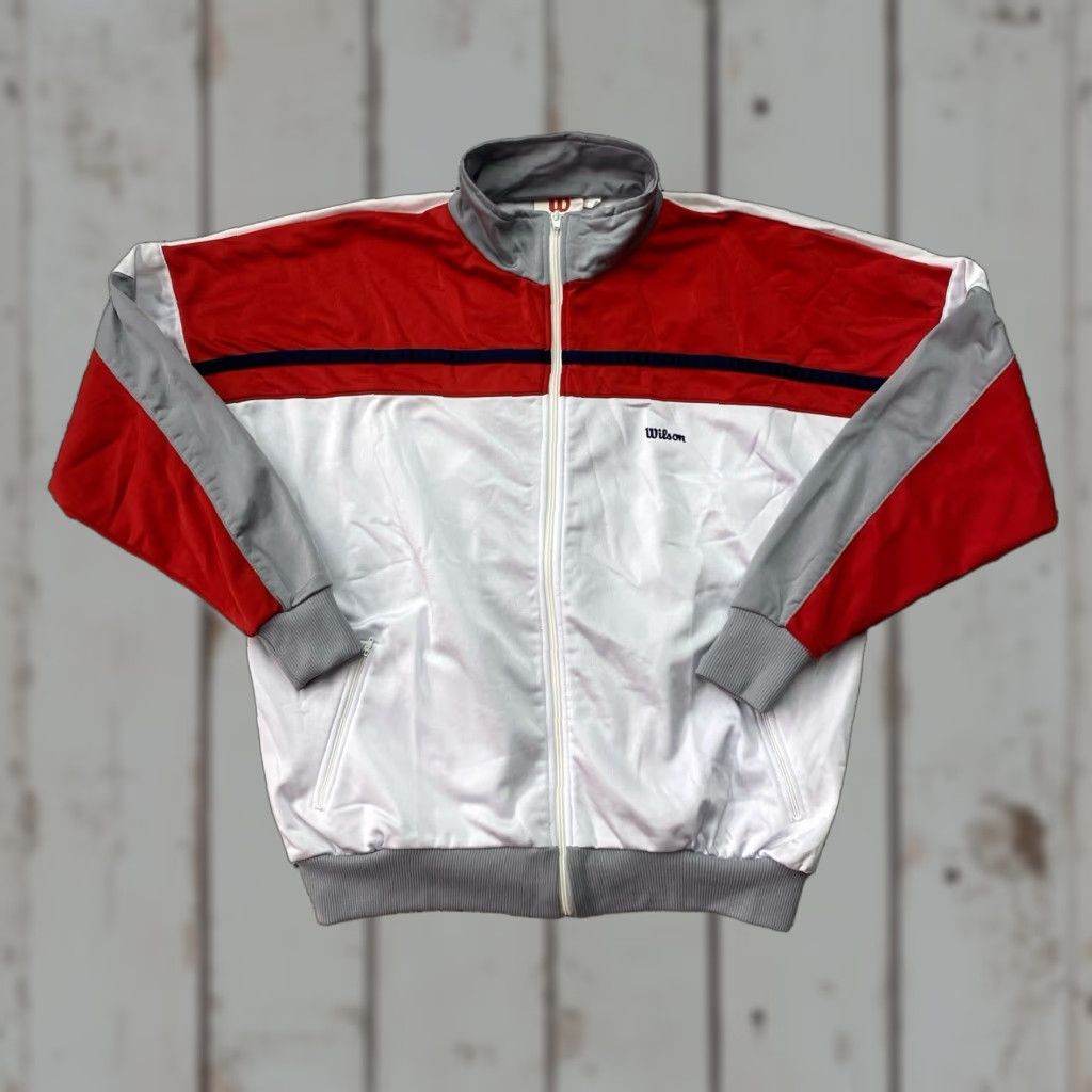 Wilson VINTAGE Wilson Track Jacket Mens XL Navy White Red Athletic Zip Up Retro Size US XL / EU 56 / 4 - 1 Thumbnail