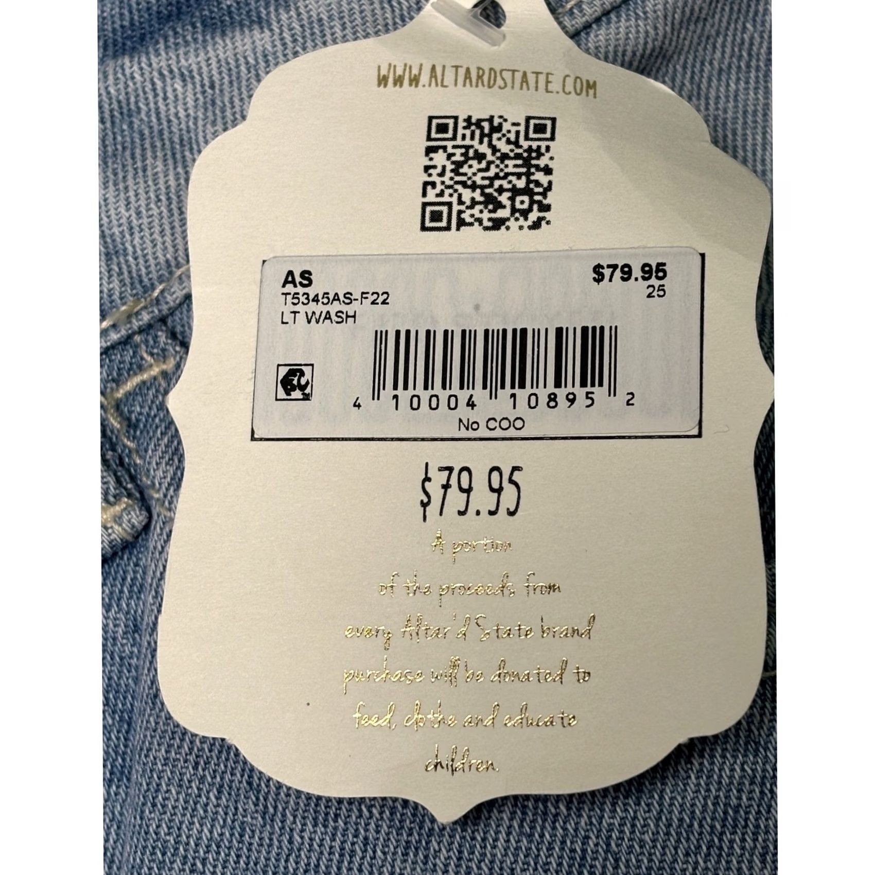 Vintage Altar State Jeans Womens Size 25X33 Wide Leg Light Wash Distressed NWT Size 42" / US 20 - 3 Thumbnail
