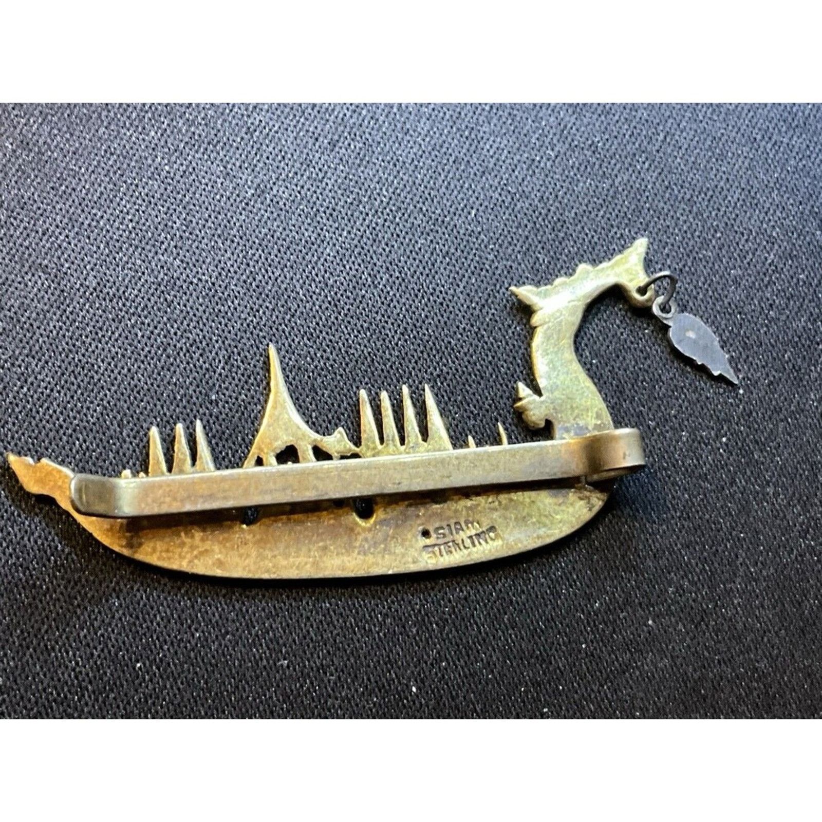 Other Vintage Sterling Vermiel Asian Boat Clip Siam Size ONE SIZE - 5 Thumbnail