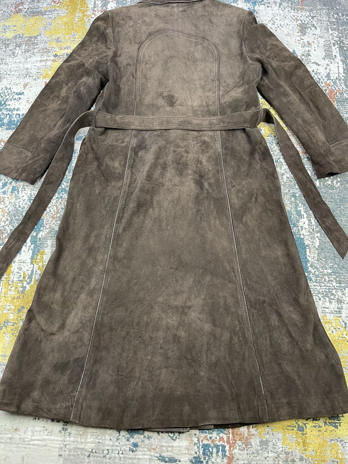 Genuine Leather Mylene Cowhide Suede Brown Trench Coat Size S / US 4 / IT 40 - 7 Thumbnail