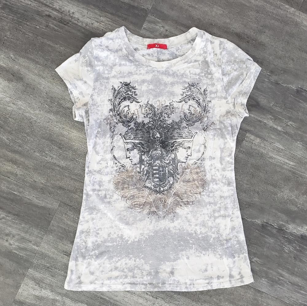 Designer White Grey Detailed Xi Short Sleeve Size S / US 4 / IT 40 - 1 Thumbnail