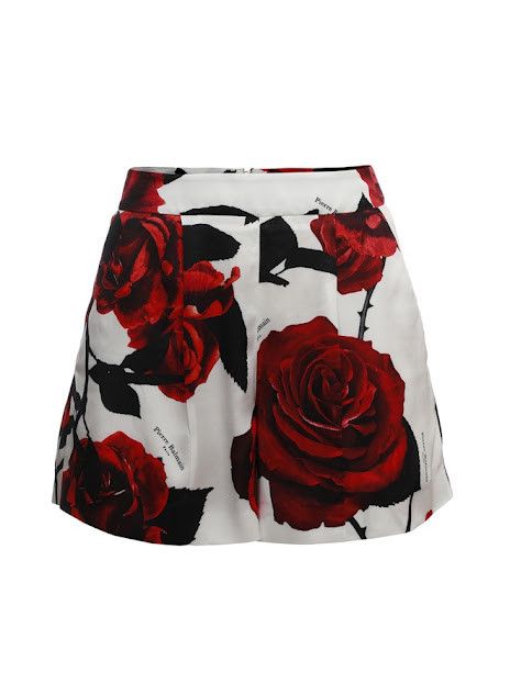 Balmain o1s1wg110825 Rose Print Satin Shorts in Multicolor Size 28" / US 6 / IT 42 - 1 Thumbnail