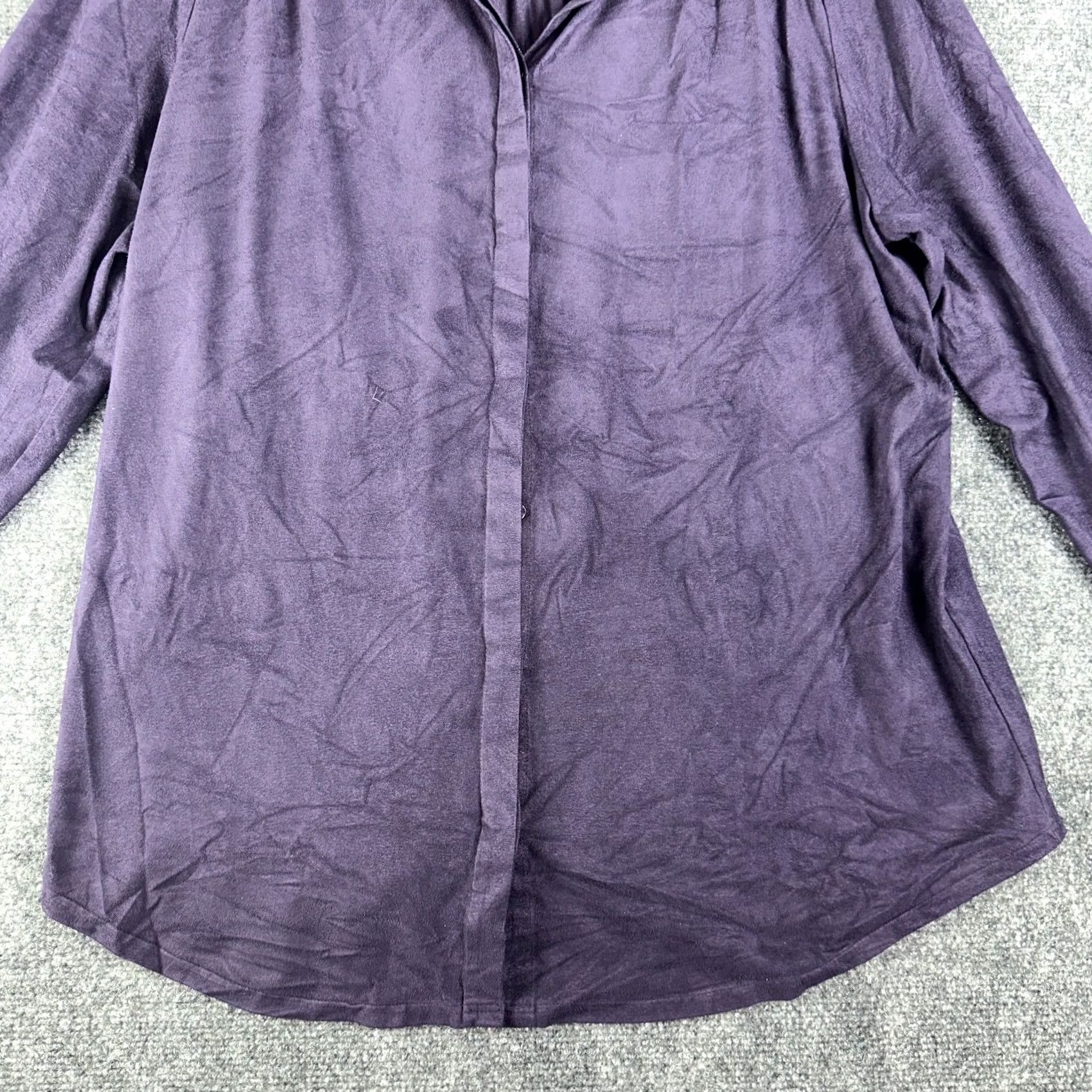 Vintage Chicos Blouse Womens Large Purple Stretch Faux Suede Long Sleeve Button Up Top Shirt Size L / US 10 / IT 46 - 3 Thumbnail