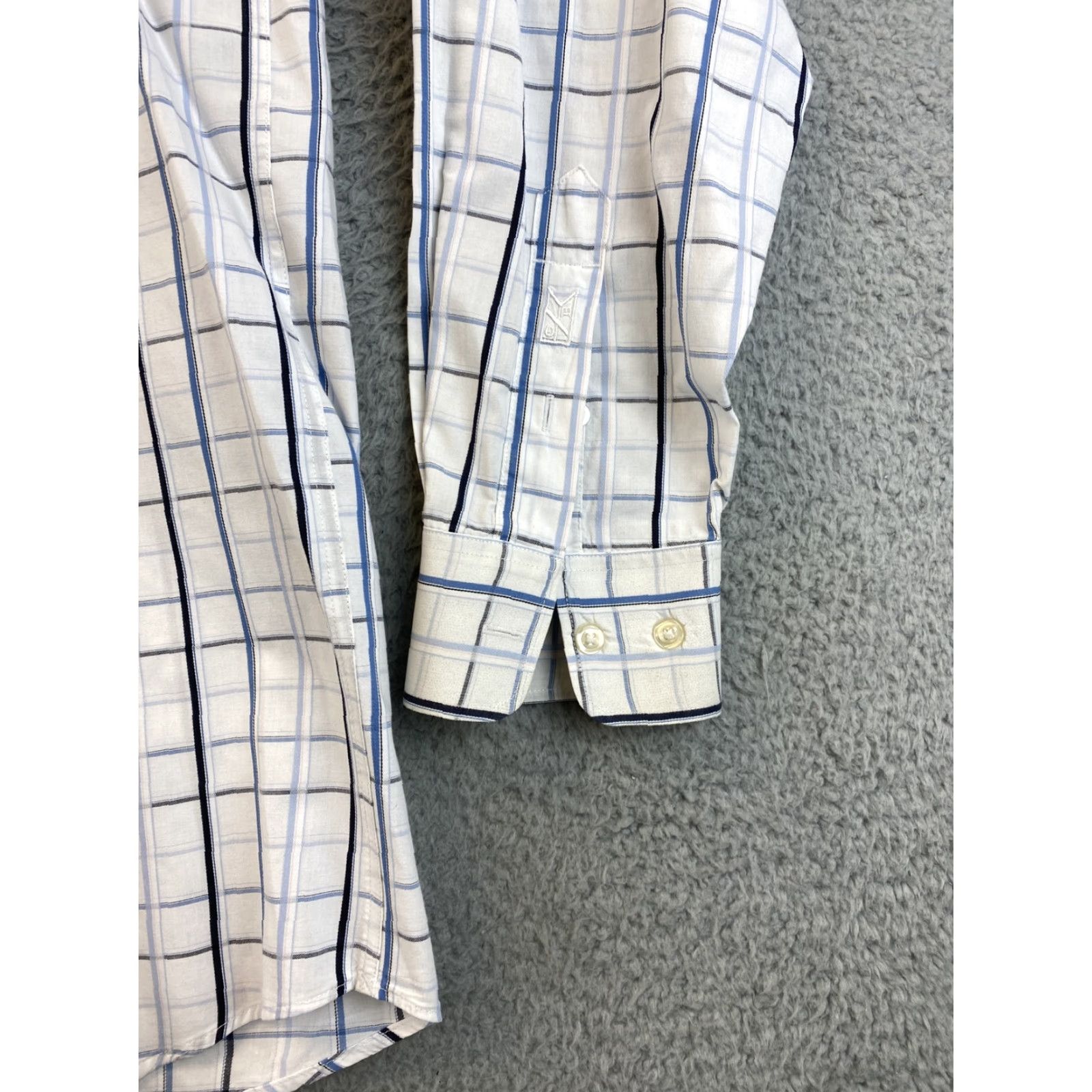 Cutter & Buck VINTAGE Cutter & Buck Dress Shirt Men M Button-Up Long Sleeve Blue White Check 77-21 Mens Size 40R - 2 Thumbnail