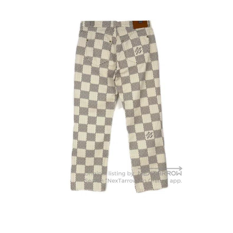 Louis Vuitton Louis Vuitton Beige Checkerboard Leather Label Pants Size US 40 / EU 56 - 2 Thumbnail