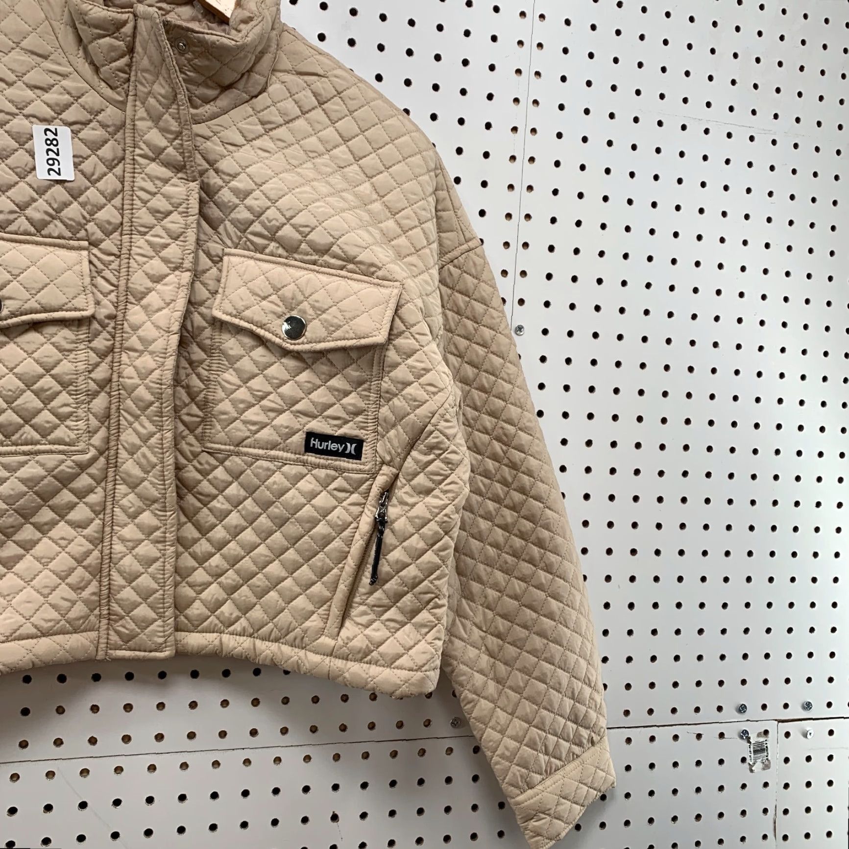 Hurley Hurley Quilted Full Zip Jacket Womens Large Beige Cropped 21x19.5 Size L / US 10 / IT 46 - 5 Thumbnail