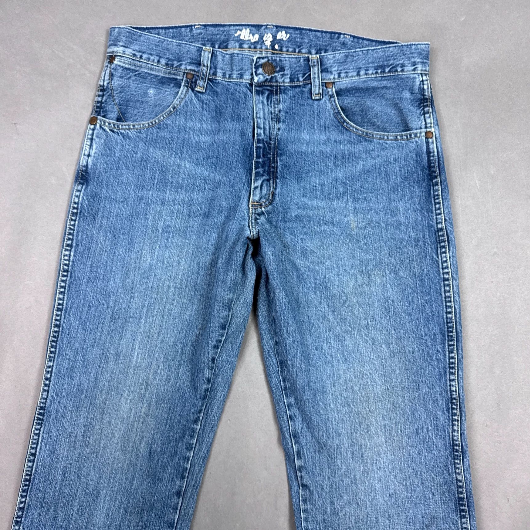 Wrangler Wrangler Jeans Mens 34x38 Blue Retro Bootcut Slim Western Denim Pant Cowboy Work Size US 34 / EU 50 - 2 Thumbnail