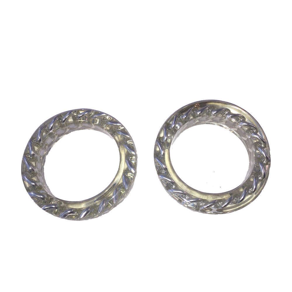 Designer Lucite Bangles with Trapped Silver Tone Chain Pair of 2 Size ONE SIZE - 4 Thumbnail