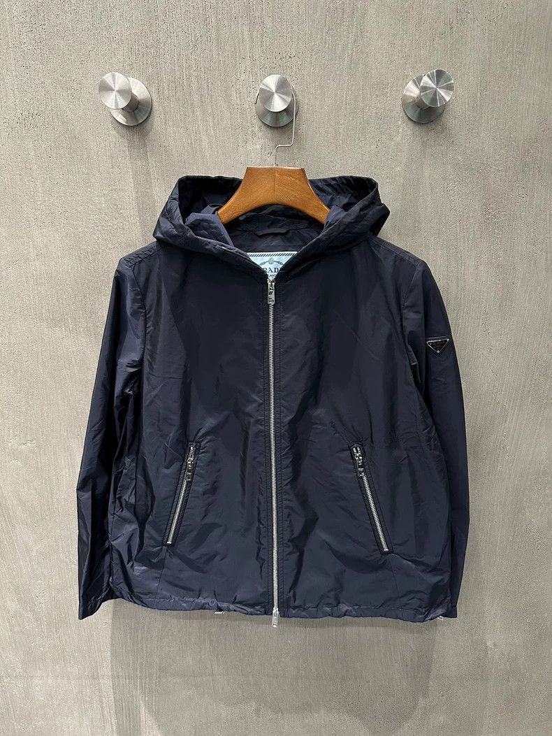 Prada Prada Reclaimed Nylon Metal Triangle Logo Hooded Zip Jacket Size US XS / EU 42 / 0 - 1 Thumbnail