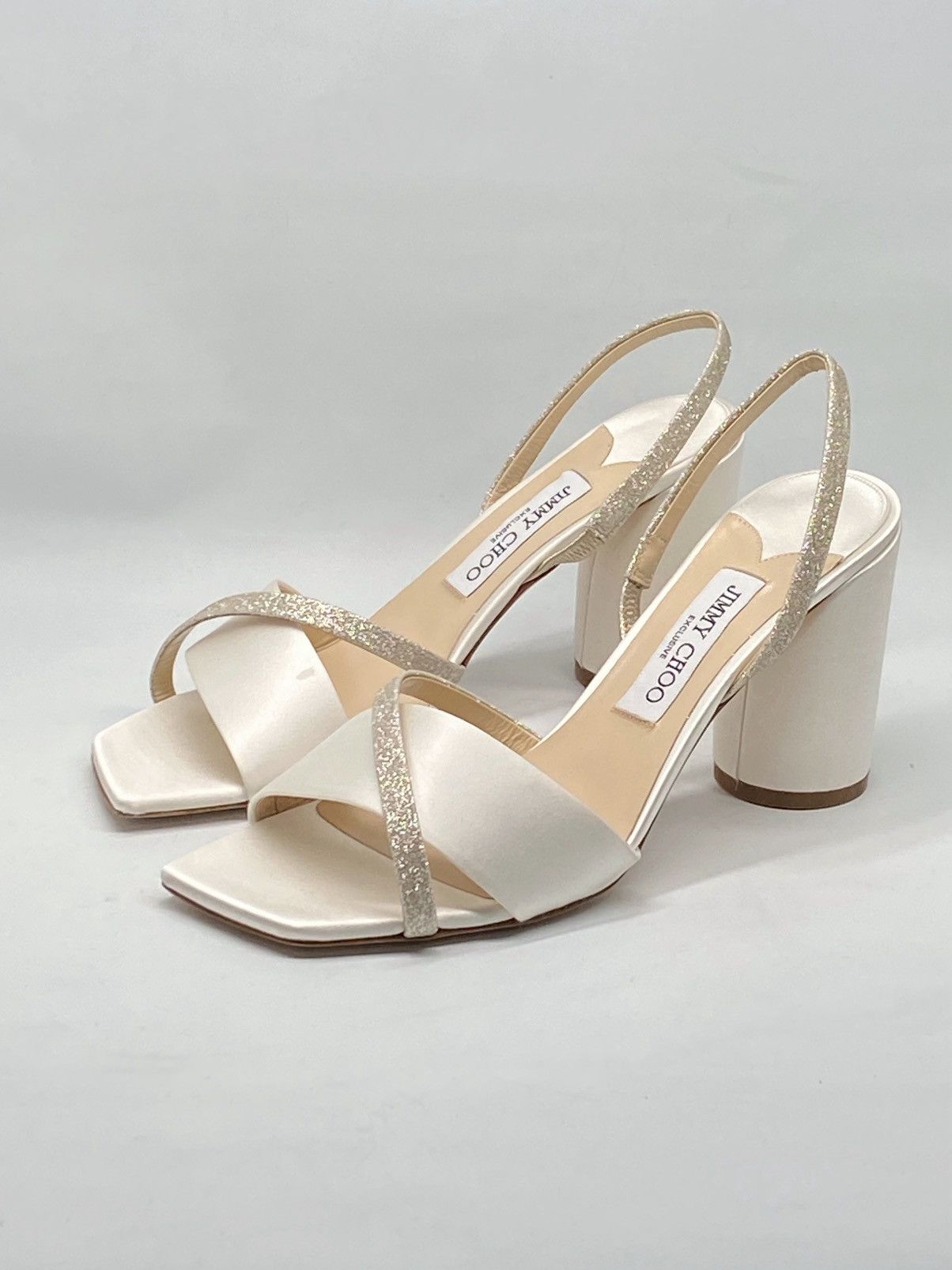 Jimmy Choo Jimmy Choo Plum Satin & Glitter Slingback Sandals size 39.5 Size US 9.5 / IT 39.5 - 4 Thumbnail