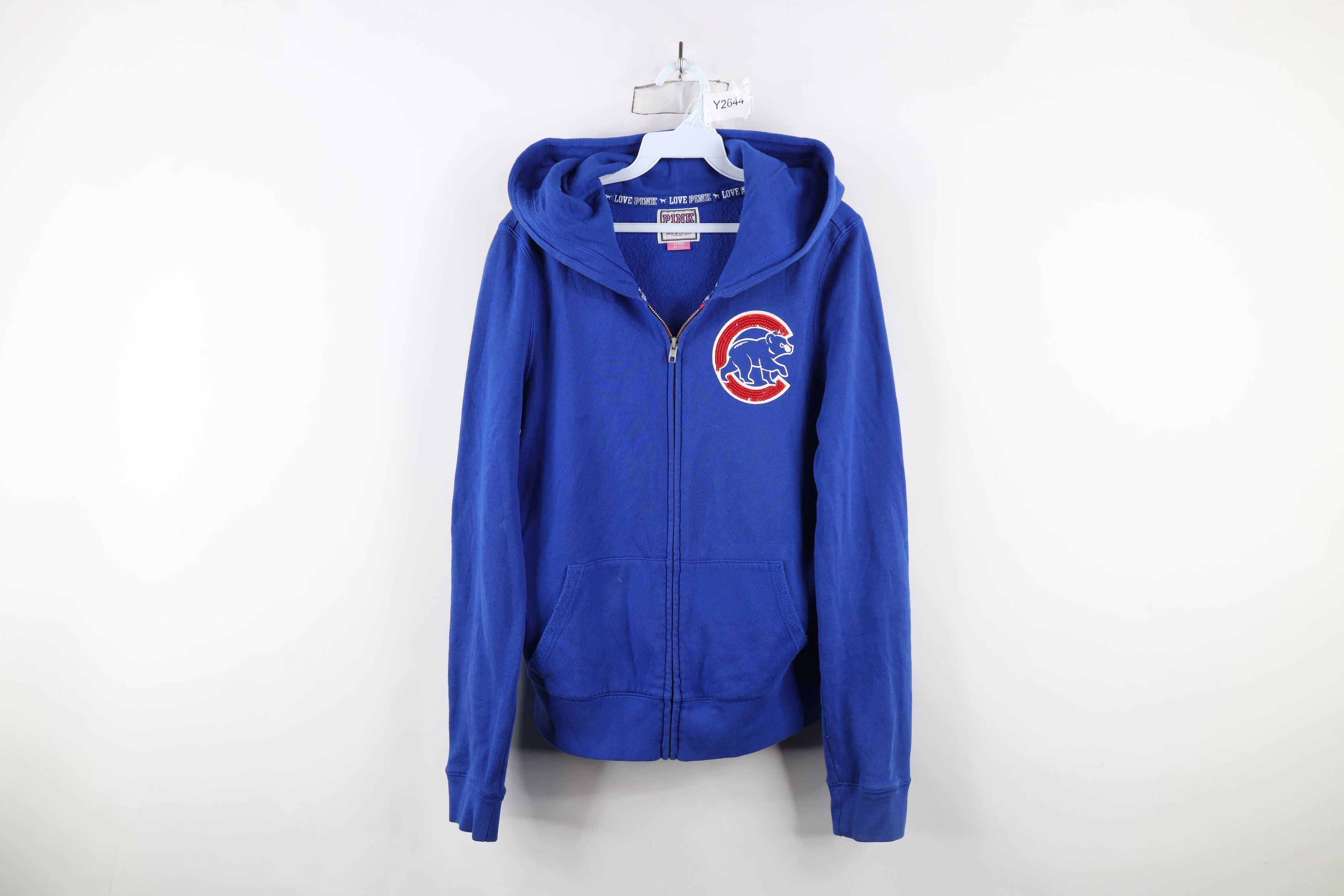 Pink × Vintage Pink Victorias Secret Chicago Cubs Baseball Full Zip Hoodie Size L / US 10 / IT 46 - 1 Thumbnail