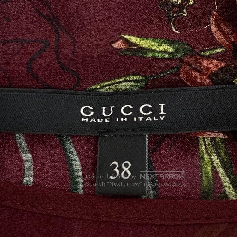 Gucci Gucci Dark red floral printed mulberry silk dress Size XS / US 0-2 / IT 36-38 - 5 Thumbnail