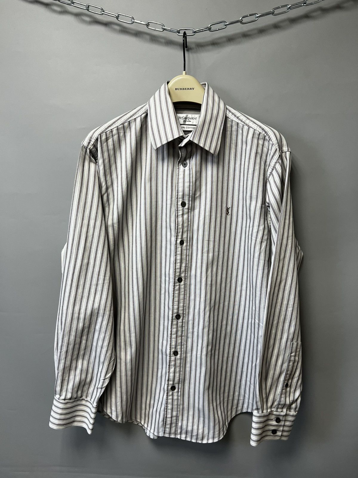 Vintage × Yves Saint Laurent Yves Saint Laurent Vintage Striped Shirt y2k Size US M / EU 48-50 / 2 - 1 Thumbnail