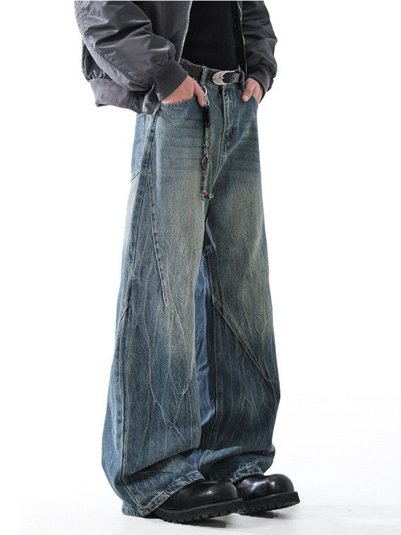 Japanese Brand American retro washed men's cleanfit wide-leg jeans Size US 32 / EU 48 - 4 Thumbnail