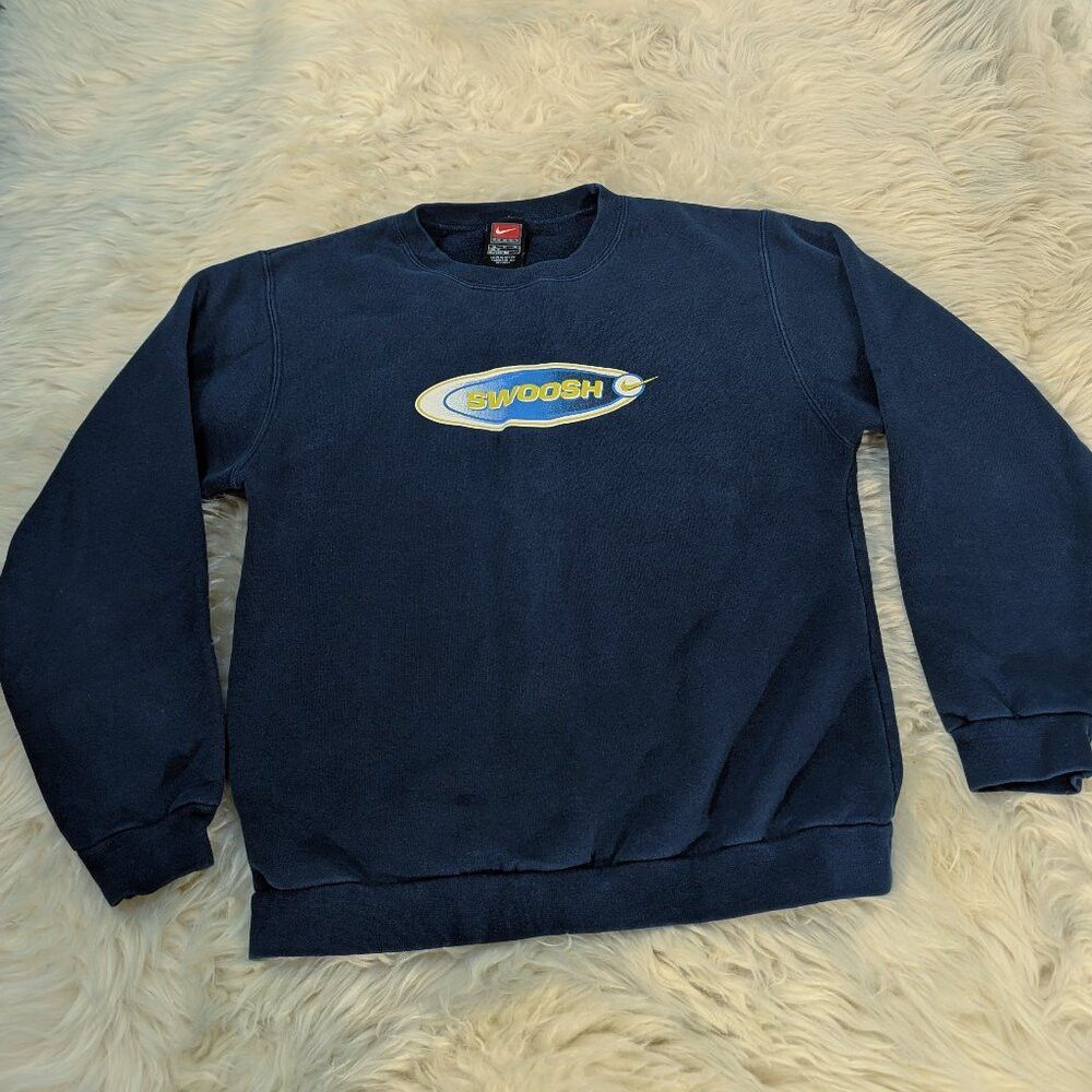 Nike Nike Team 90s Vintage Women's s Blue Swoosh Pullover Sweats Size M / US 6-8 / IT 42-44 - 1 Thumbnail