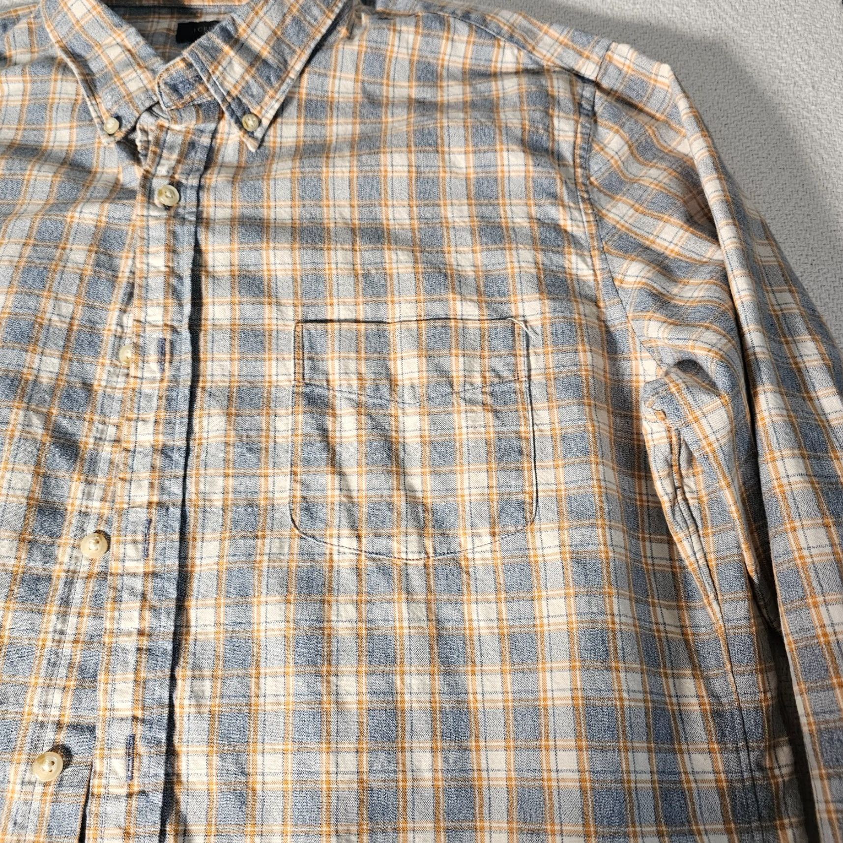 J.Crew VINTAGE J.CREW Men's Cotton Chambray Shirt Long Sleeve Casual Button-Down Plaid Blue Yellow XL Size US XL / EU 56 / 4 - 3 Thumbnail