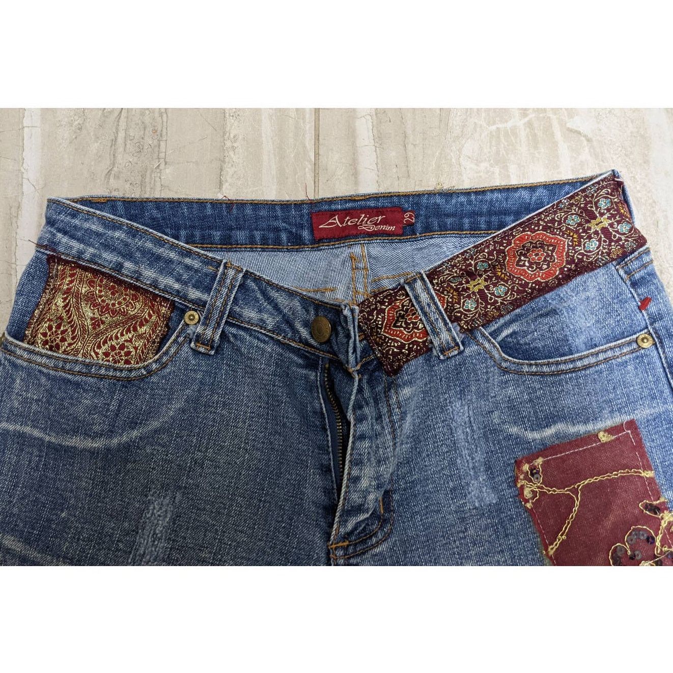 Atelier La Durance Atelier Denim Embroider Crop Jeans sz29 Size 29" - 4 Thumbnail