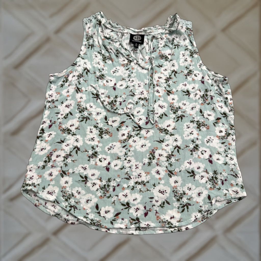 Vintage VINTAGE Bobeau Floral Sleeveless Blouse Womens Small Green Rayon Casual Summer Boho Dressy Top Size S / US 4 / IT 40 - 1 Thumbnail
