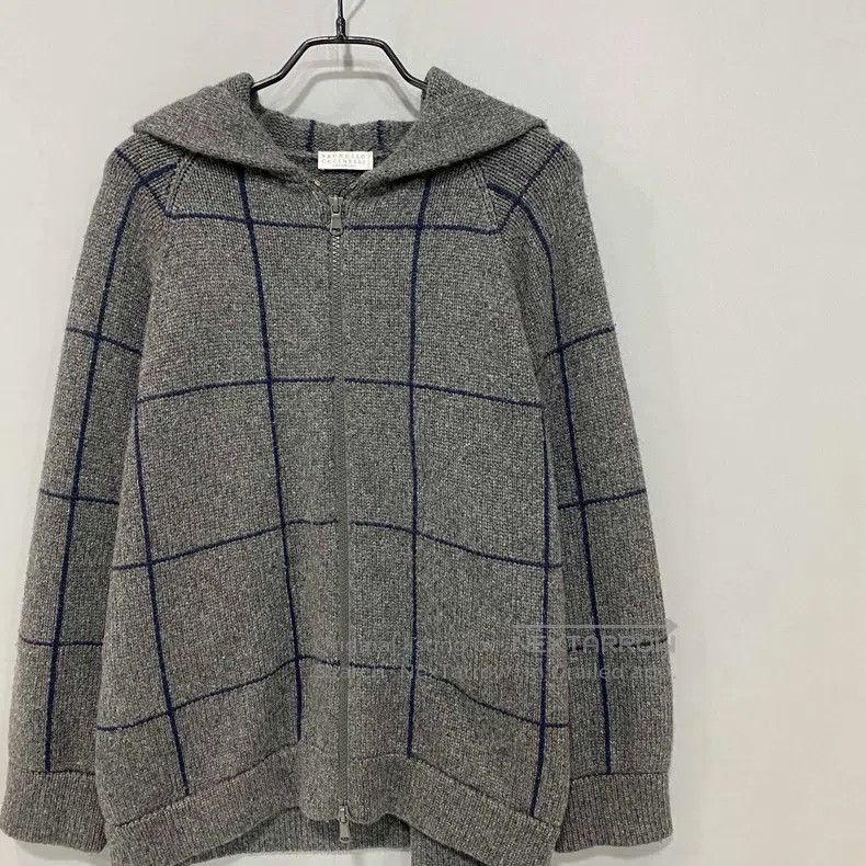 Brunello Cucinelli Brunello Cucinelli Dark Gray Plaid Cashmere Zipper Jacket Size XS / US 0-2 / IT 36-38 - 3 Thumbnail