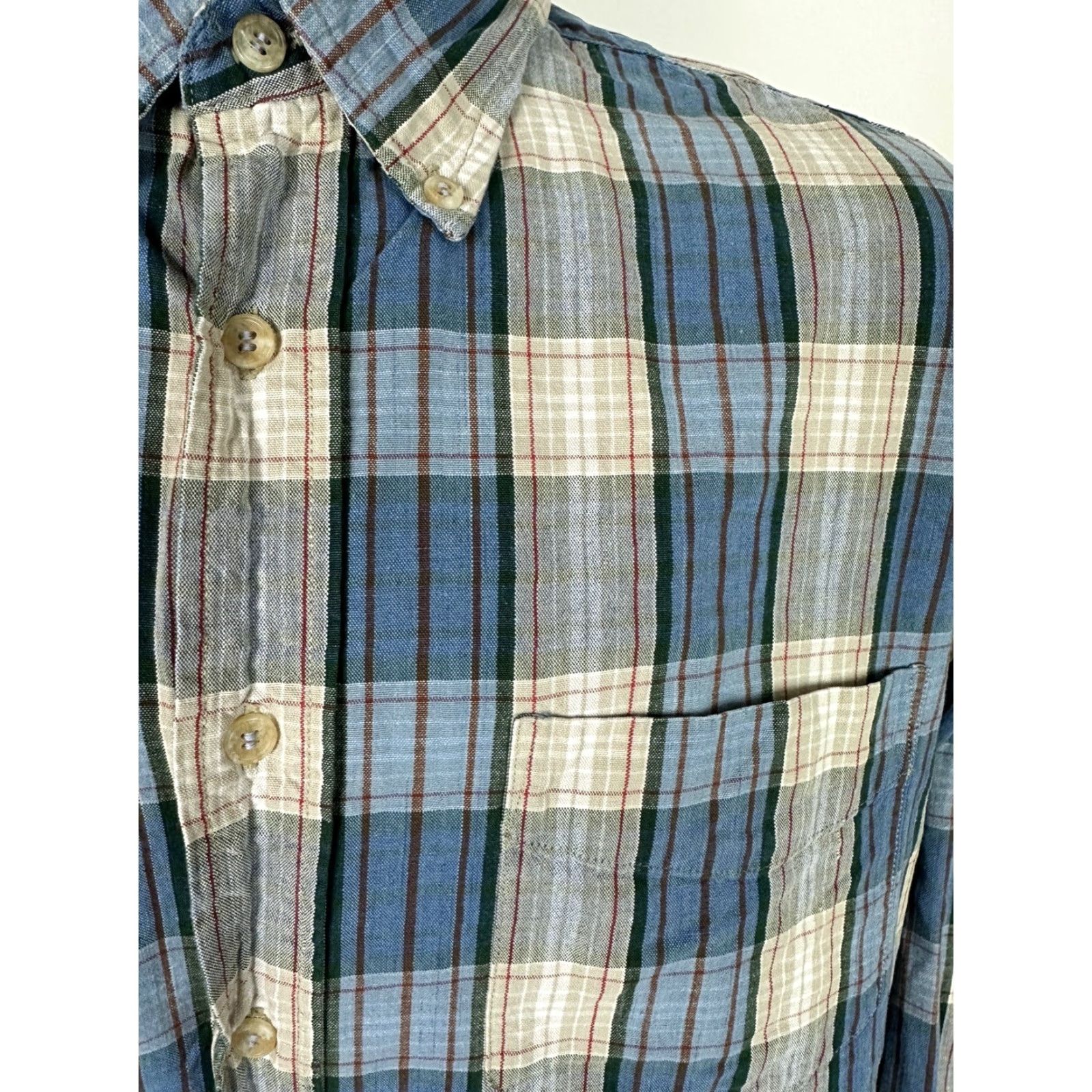 Dockers VINTAGE Dockers Shirt Men M Oversized Plaid Blue 90s Cotton Button-Up Casual Business Travel Headline: 90s/Preppy Theme, Mens Size US M / EU 48-50 / 2 - 5 Thumbnail