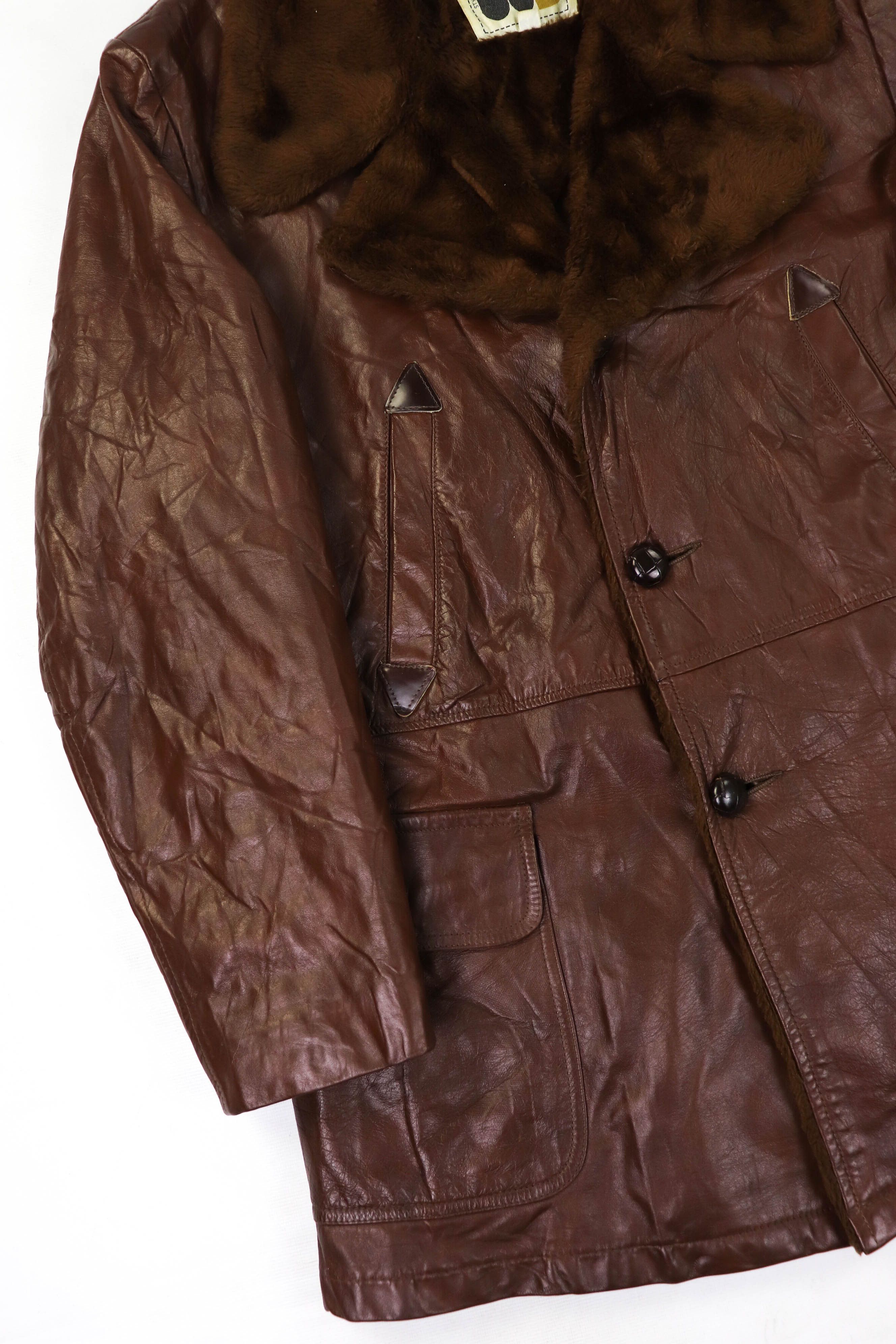 Vintage Vintage William Barry Choco Brown Leather Acrylic Pile Coat Size US L / EU 52-54 / 3 - 4 Thumbnail