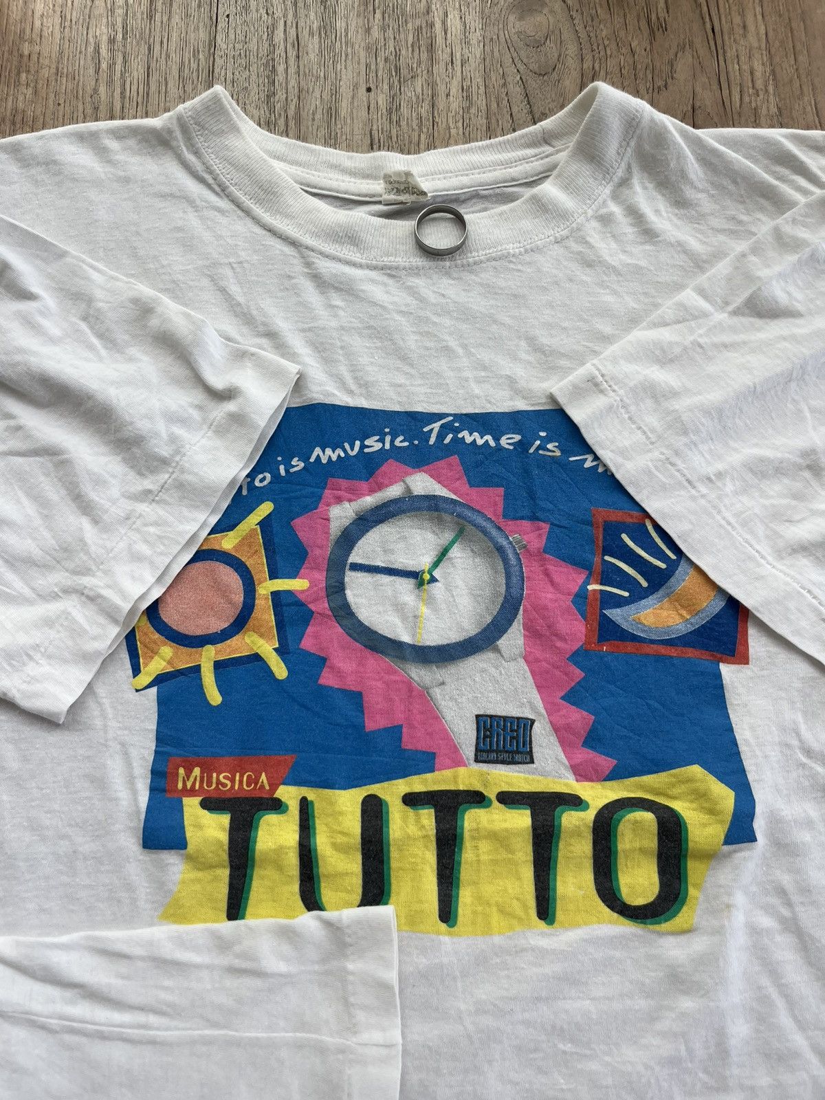 Vintage Vintage Musica TUTTO CREO Popart ( Boxy Style)90’s T-shirt Size US L / EU 52-54 / 3 - 6 Thumbnail