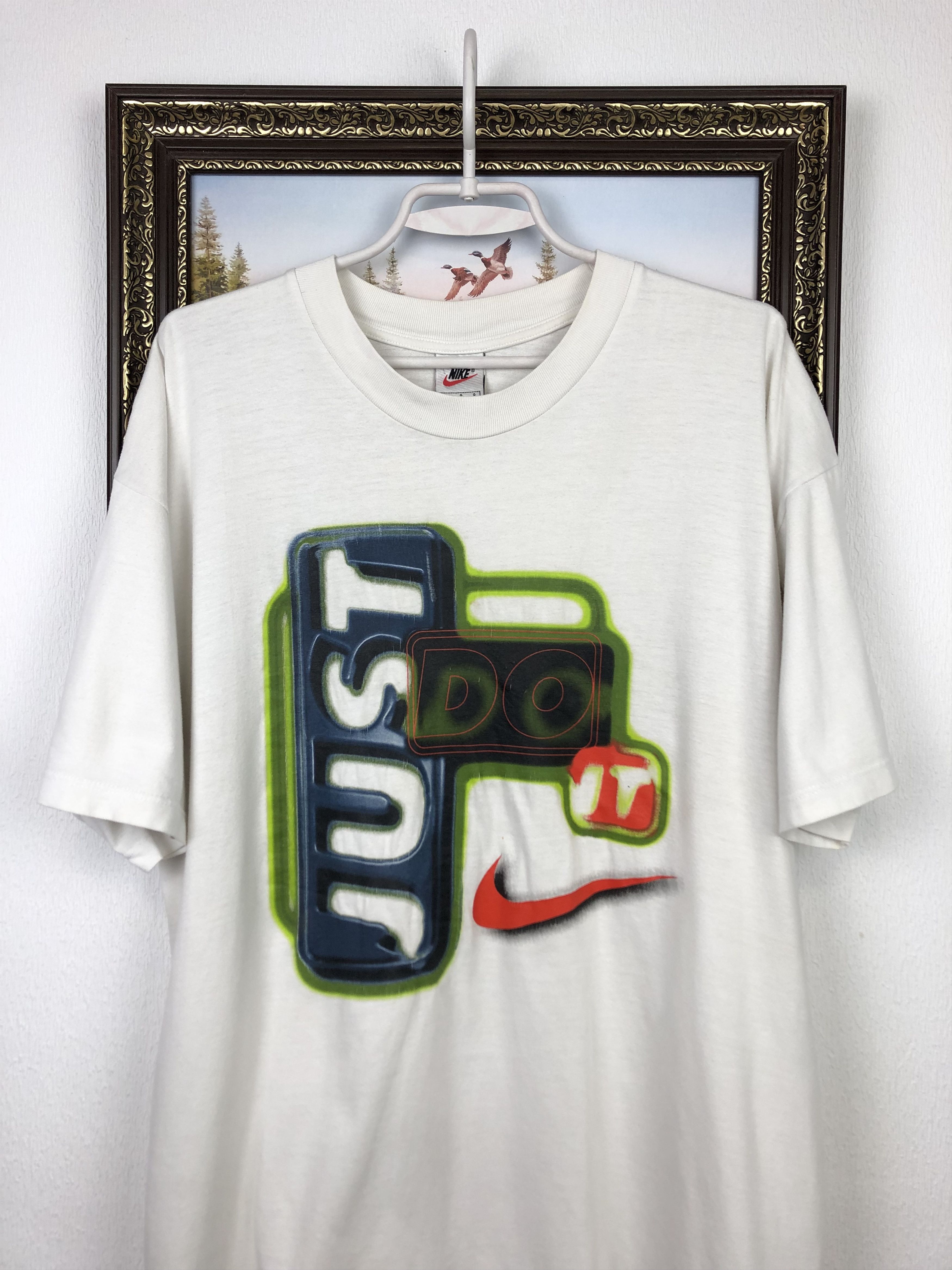 Nike Vintage Nike Just Do It Big Logo Over Print Shirt Tee Size US L / EU 52-54 / 3 - 2 Thumbnail