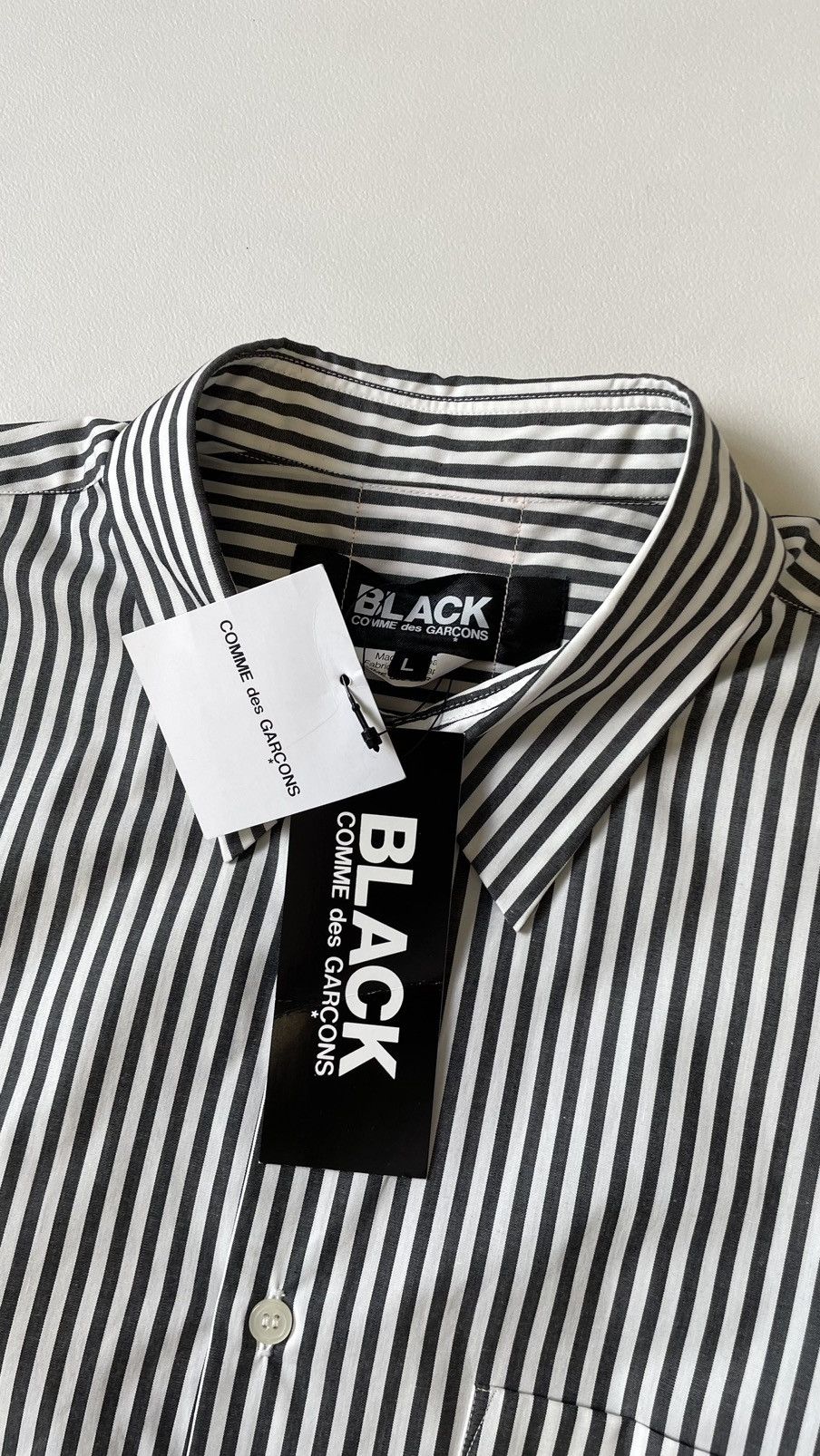 Comme des Garcons White/Black Striped Shirt With Neon Stripe Size US M / EU 48-50 / 2 - 4 Thumbnail