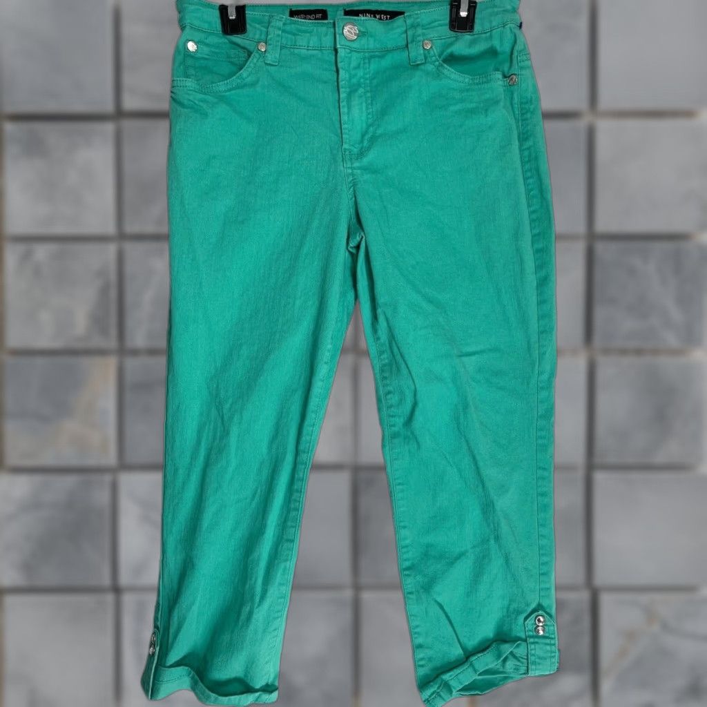 Nine West Nine West Jeans Womens Size 10 Green Mid Rise Cotton Blend Denim Ankle 5-Pocket Classic Preppy Y2K Retro Boys? Women? Wait. Size 32" / US 10 / IT 46 - 1 Thumbnail
