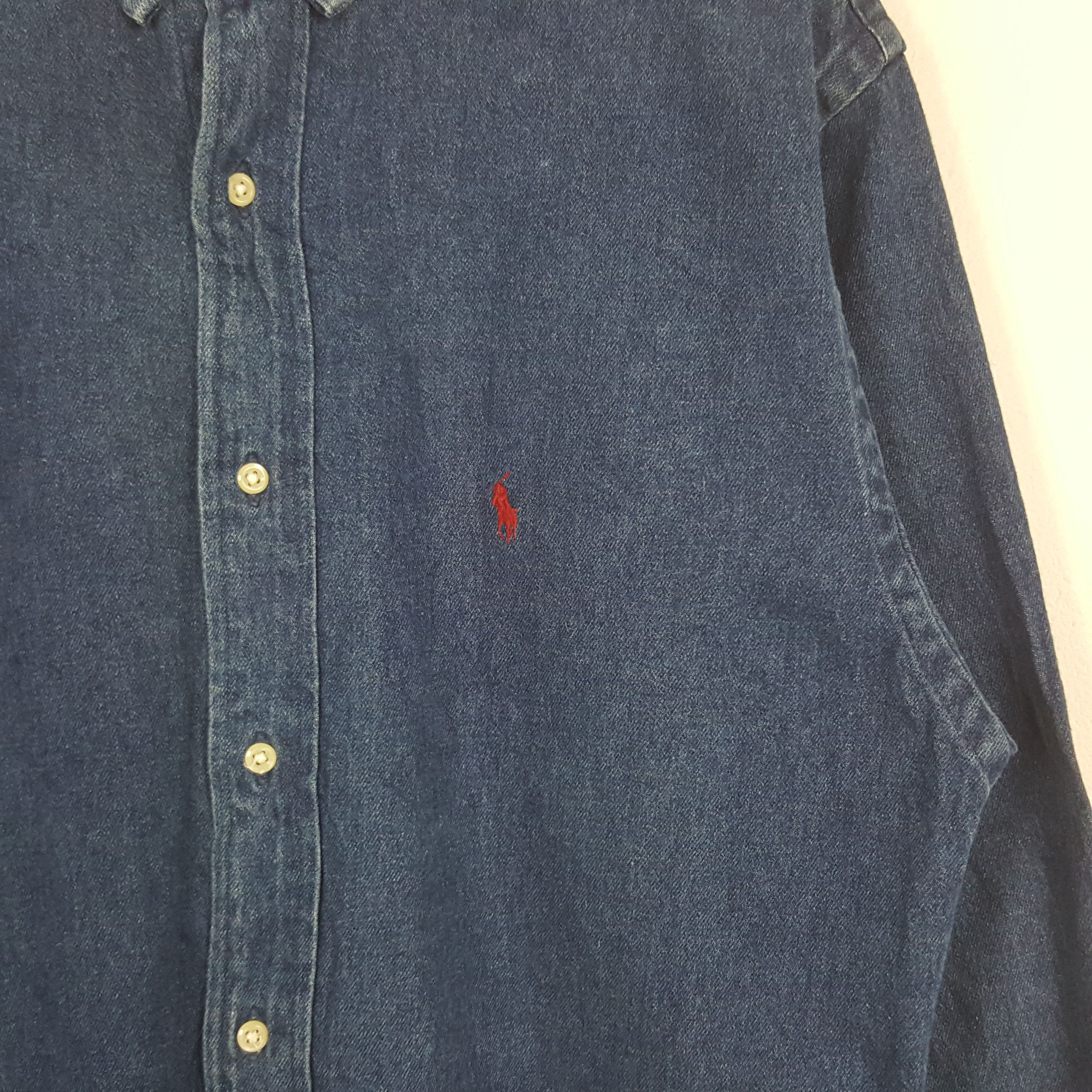 Polo Ralph Lauren Vintage Polo Ralph Lauren Denim Shirt Button Up C267N63 Size US XL / EU 56 / 4 - 2 Thumbnail