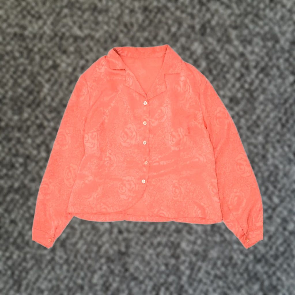 Vintage VINTAGE Womens Shirt Blouse Medium Orange Floral UK 12 Size M / US 6-8 / IT 42-44 - 1 Thumbnail
