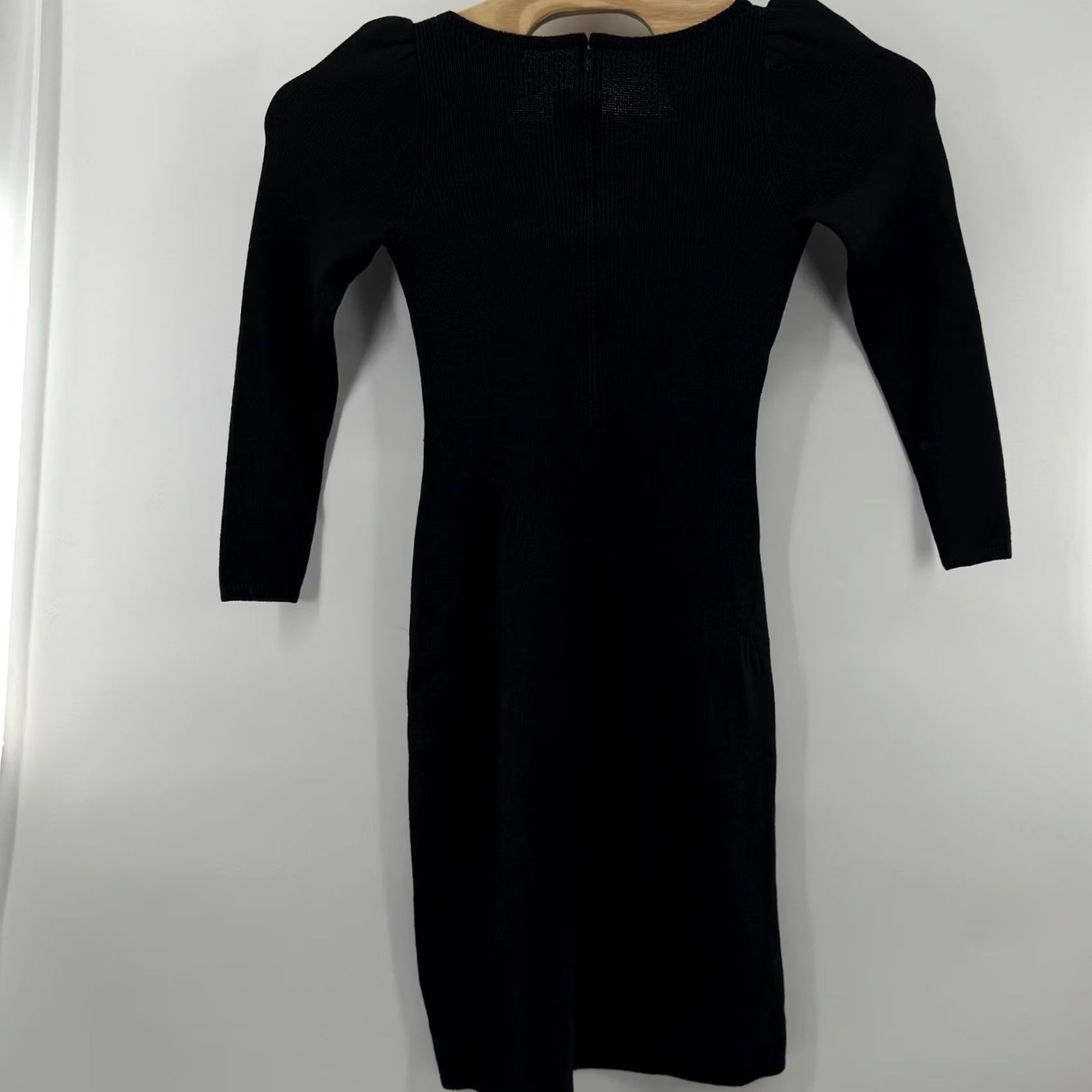 St. John VINTAGE St John Dress Womens Small Knit Puff Sleeve Neiman Marcus 70s Retro Black Wool Long Sleeve Size S / US 4 / IT 40 - 6 Thumbnail