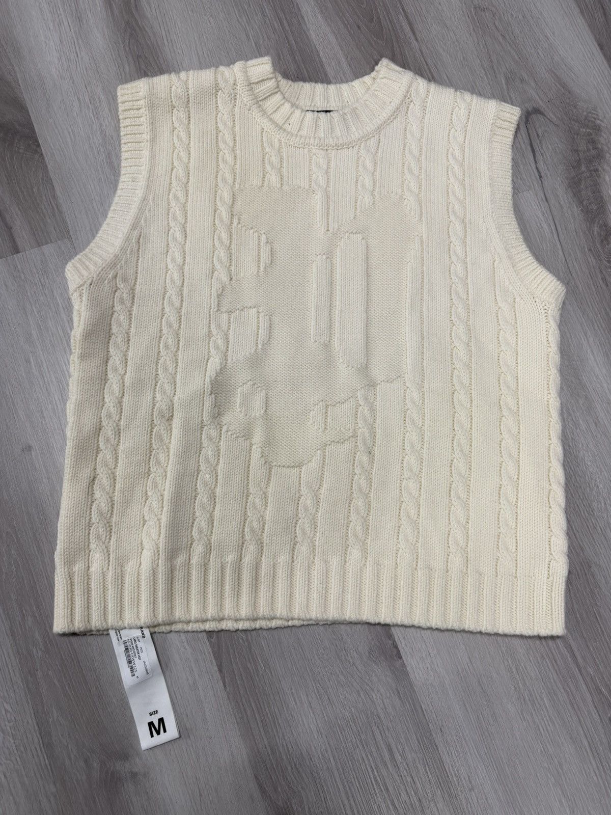 Purple Brand Purple Brand Cable Sweater Vest Whisper White Gothic Size US M / EU 48-50 / 2 - 1 Thumbnail