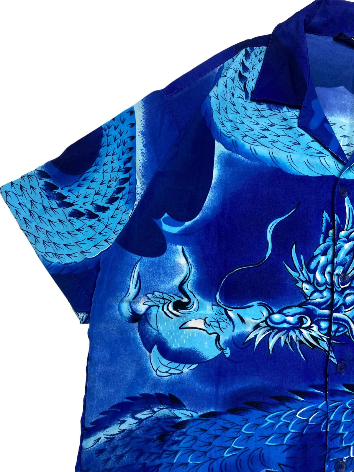 Designer × Japanese Brand × Vintage Balenciaga Look A Like Vintage Blue Dragon Shirt Size US L / EU 52-54 / 3 - 5 Thumbnail